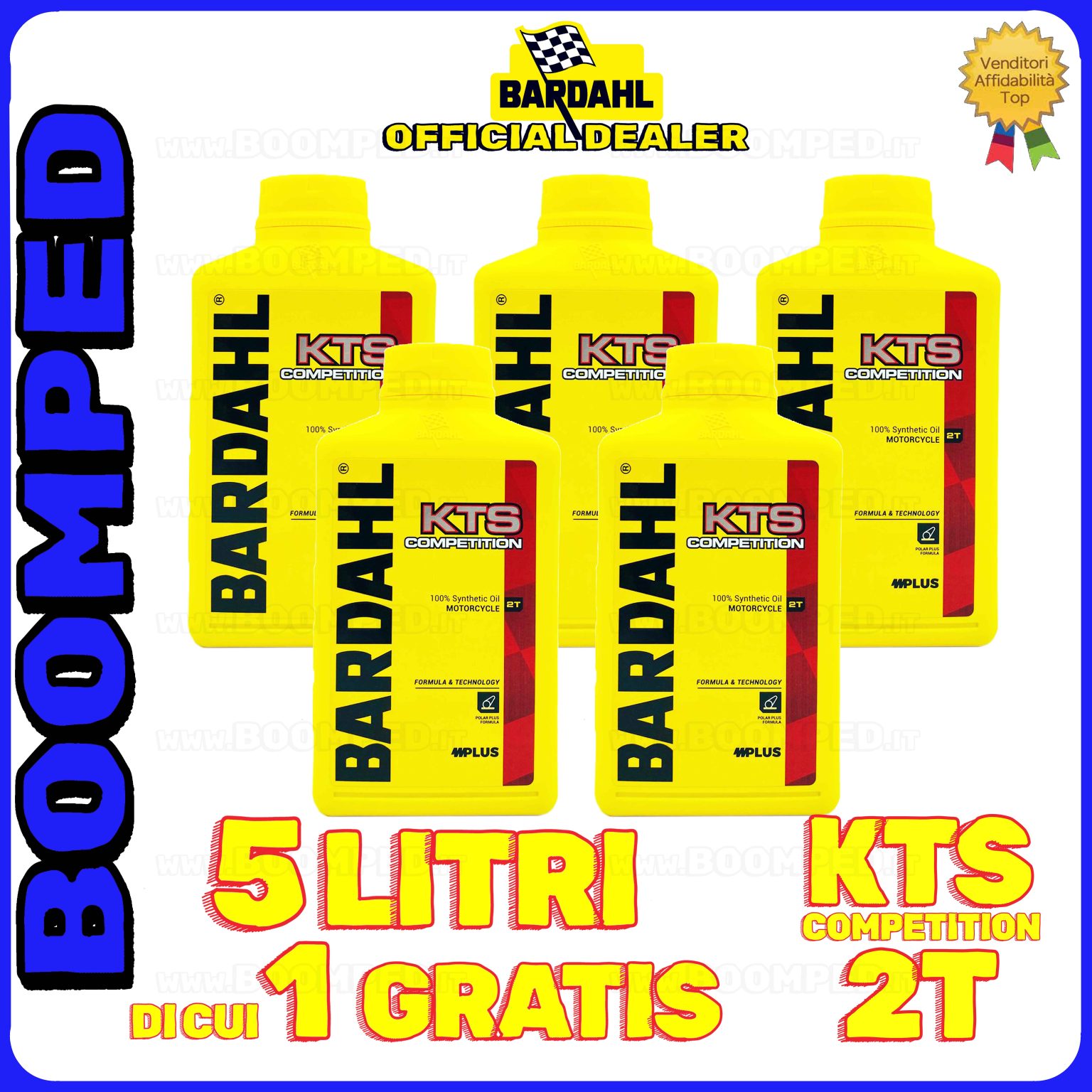 5 litri OLIO MOTORE BARDAHL KTS COMPETITION per miscela moto scooter 2T 100% sintetico 05BD04