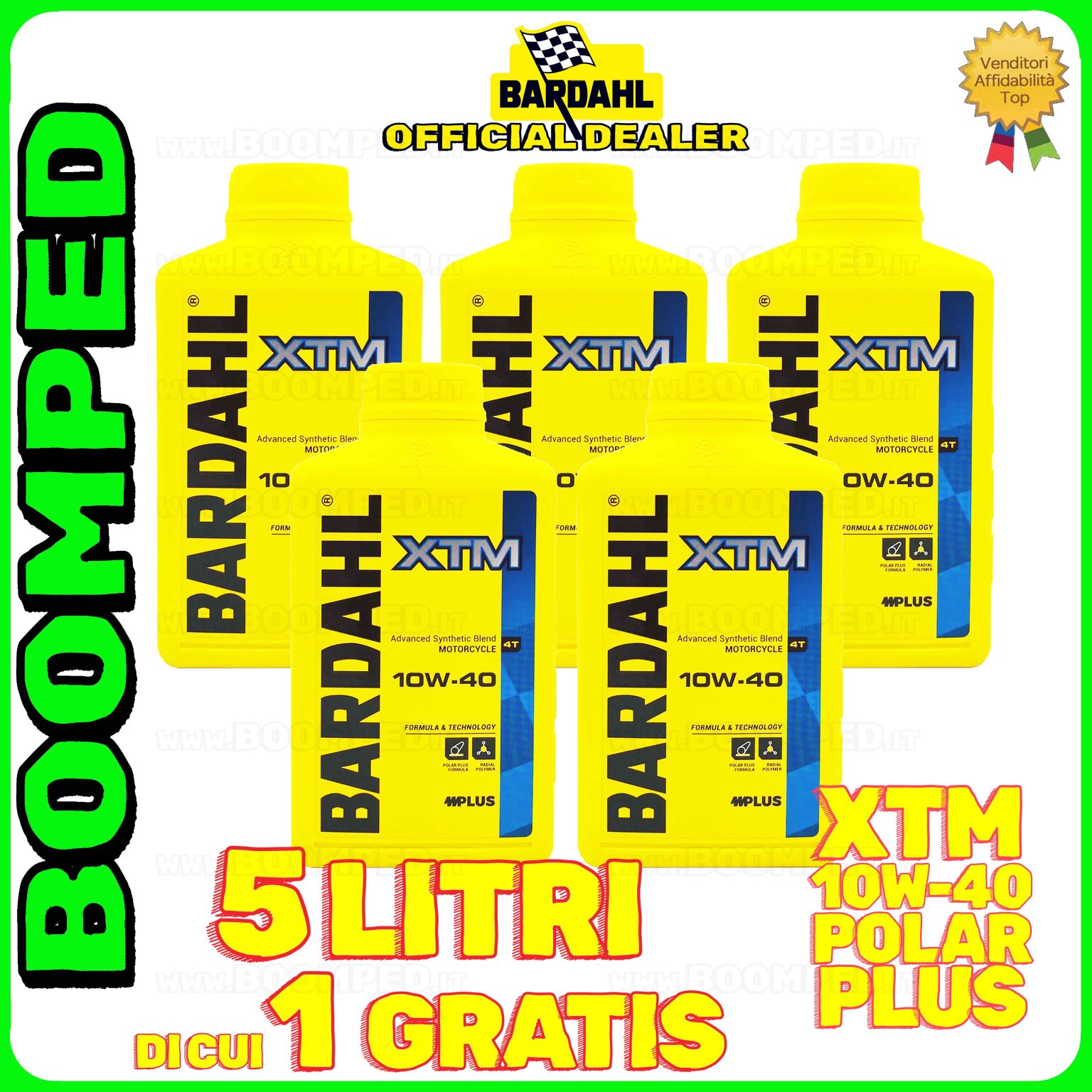 5 litri OLIO MOTORE BARDAHL XTM POLAR PLUS 10W-40 moto scooter 4T 100% sintetico 05BD08