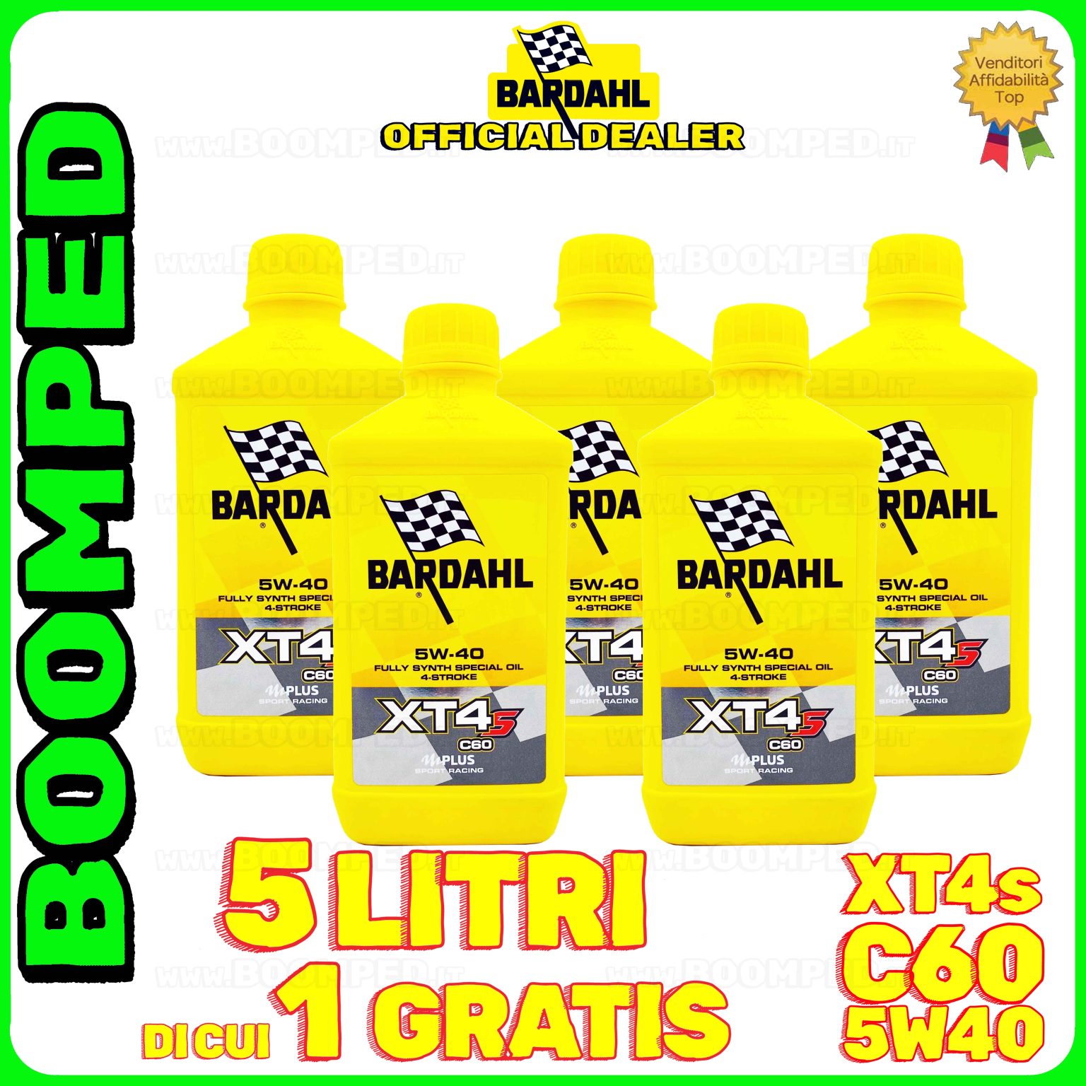 5 litri BARDAHL XT4s C60 5W-40 olio motore moto sintetico API SN, JASO MA / MA2 05BD52