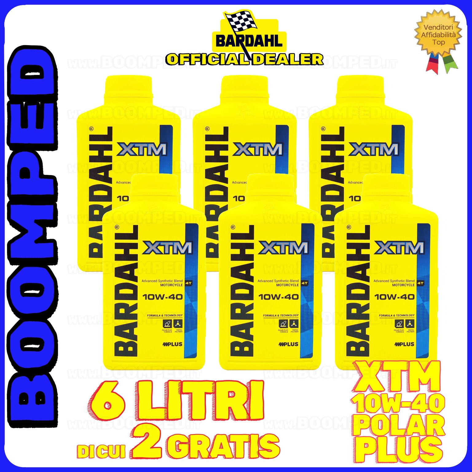 6 litri OLIO MOTORE BARDAHL XTM POLAR PLUS 10W-40 moto scooter 4T 100% sintetico 06BD08