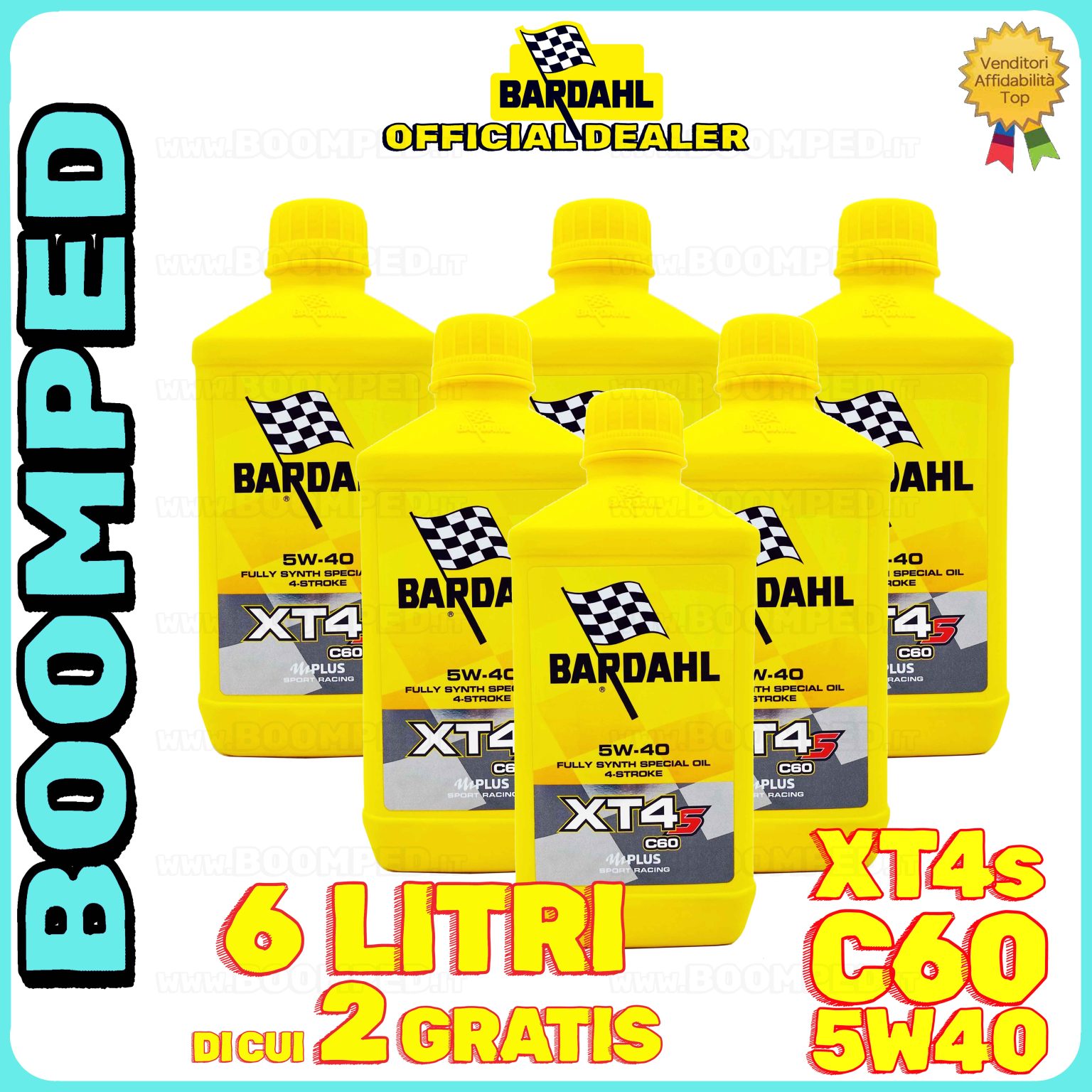 6 litri BARDAHL XT4s C60 5W-40 olio motore moto sintetico API SN, JASO MA / MA2 06BD52