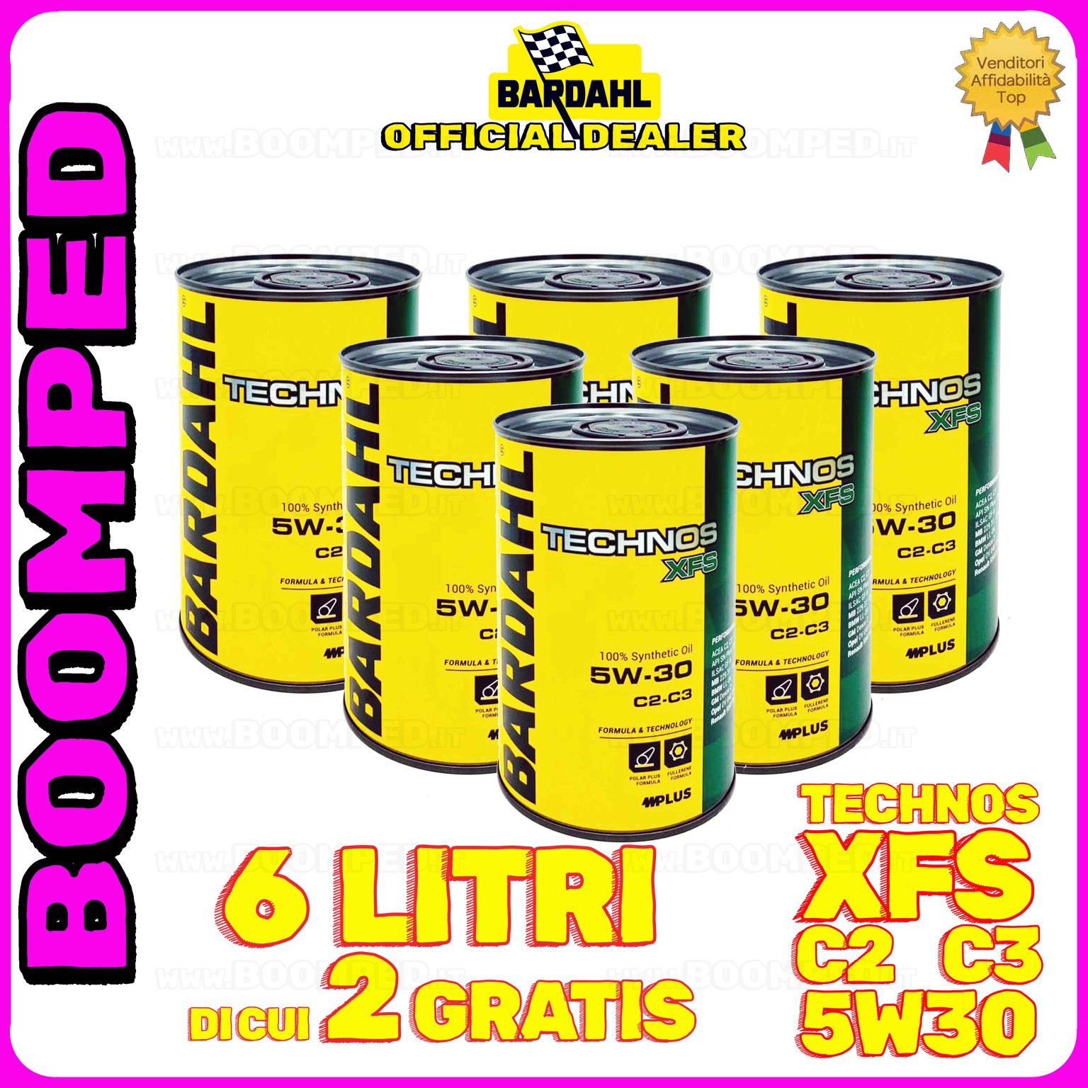 6 litri BARDAHL TECHNOS XFS 5W-30 OLIO MOTORE AUTO SINTETICO C2 C3 (latta 1 LT) 06BD63