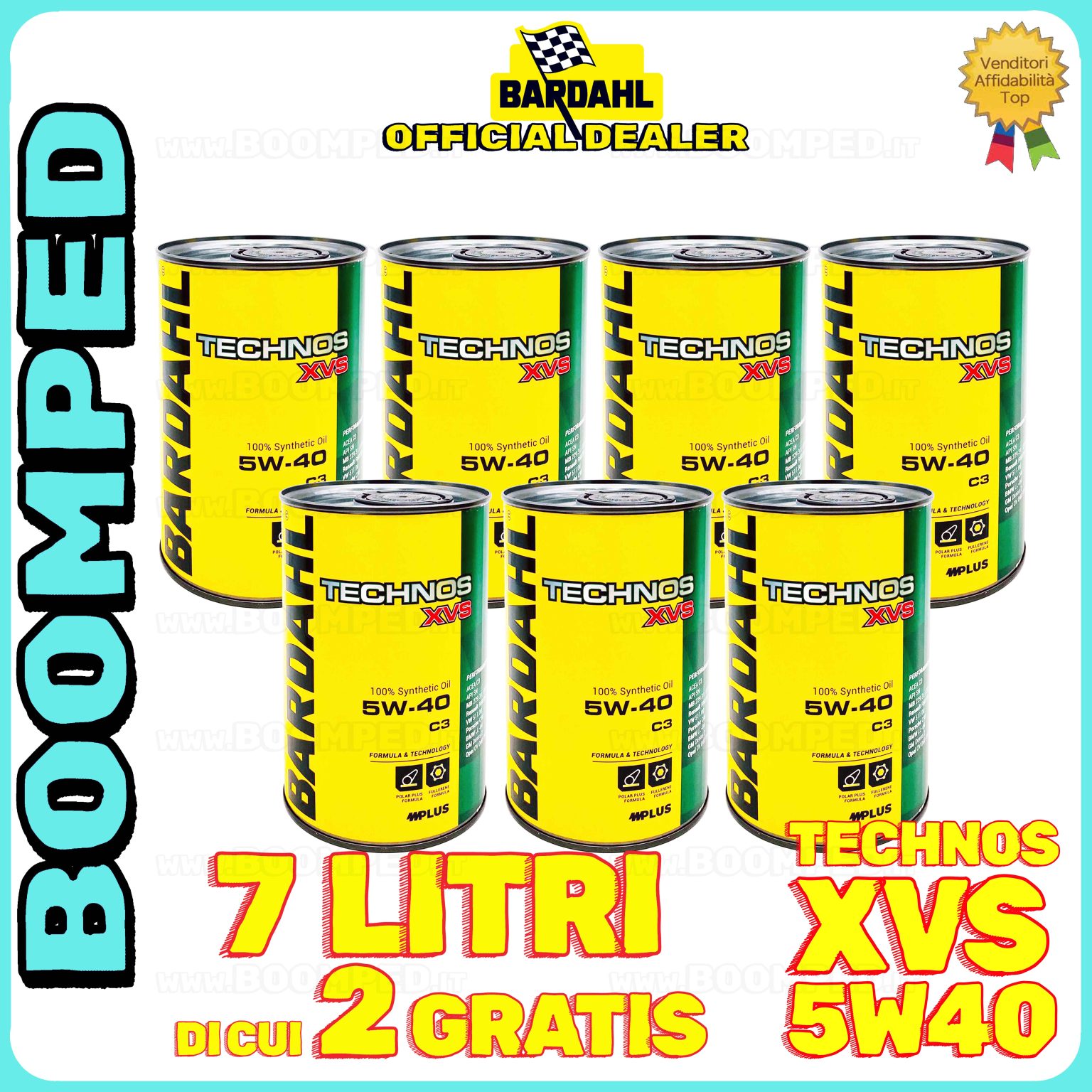 7 litri BARDAHL TECHNOS XVS 5W-40 OLIO MOTORE AUTO SINTETICO C3 (latta 1 LT) 07BD64