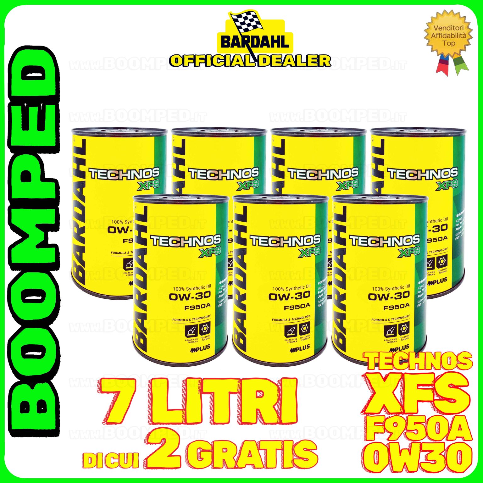 7 litri BARDAHL TECHNOS XFS F950A 0W-30 OLIO MOTORE AUTO SINTETICO C2 (latta 1 LT) 07BD65