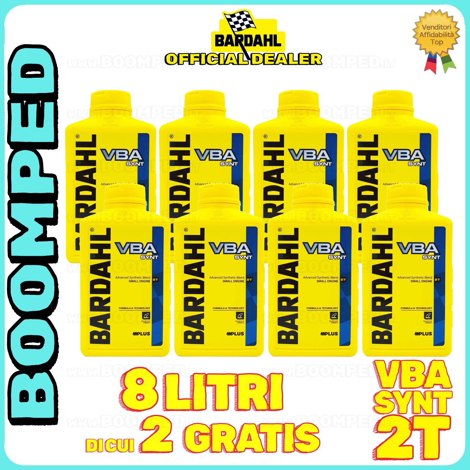 8 litri OLIO MOTORE BARDAHL VBA Synt per miscela moto scooter 2T 100% sintetico 08BD01