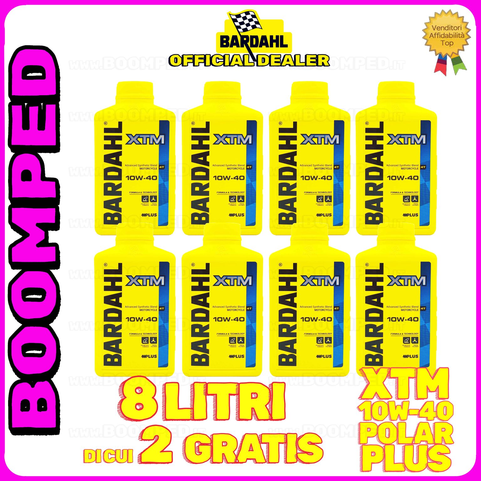 8 litri OLIO MOTORE BARDAHL XTM POLAR PLUS 10W-40 moto scooter 4T 100% sintetico 08BD08