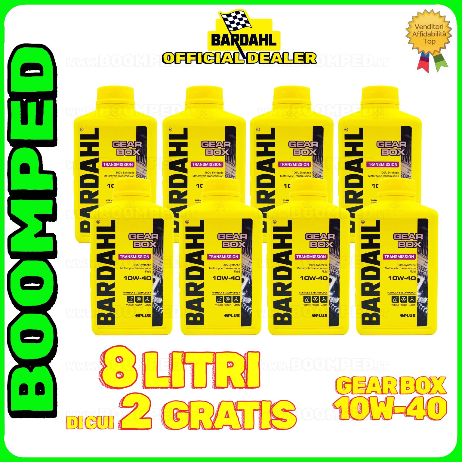 8 litri OLIO TRASMISSIONE BARDAHL GEAR BOX 10W-40 moto 2T 4T frizione bagno olio 100% sintetico 08BD12