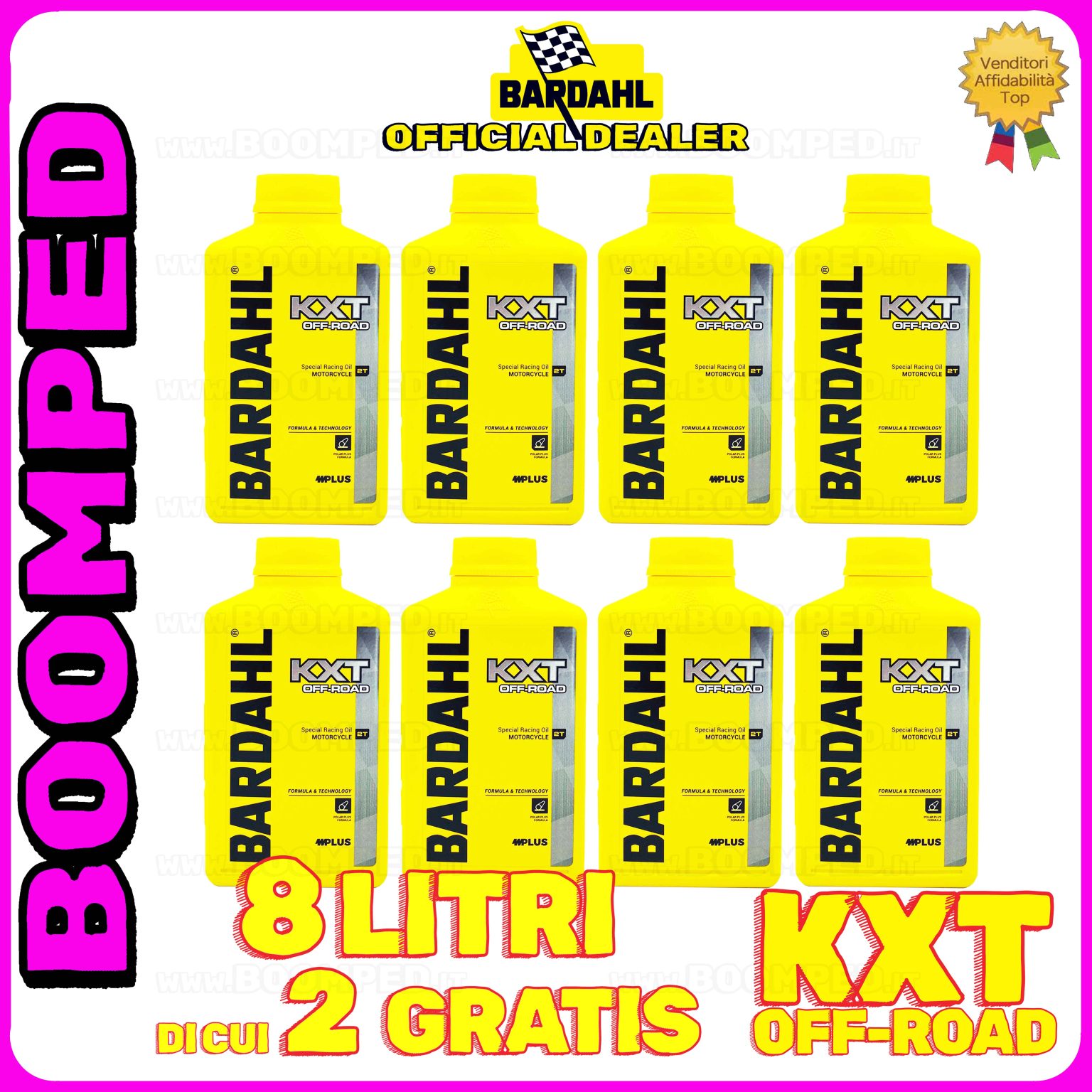 8 litri OLIO MOTORE SPECIALE BARDAHL KXT OFF ROAD per miscela moto cross 2T 100% sintetico 08BD16