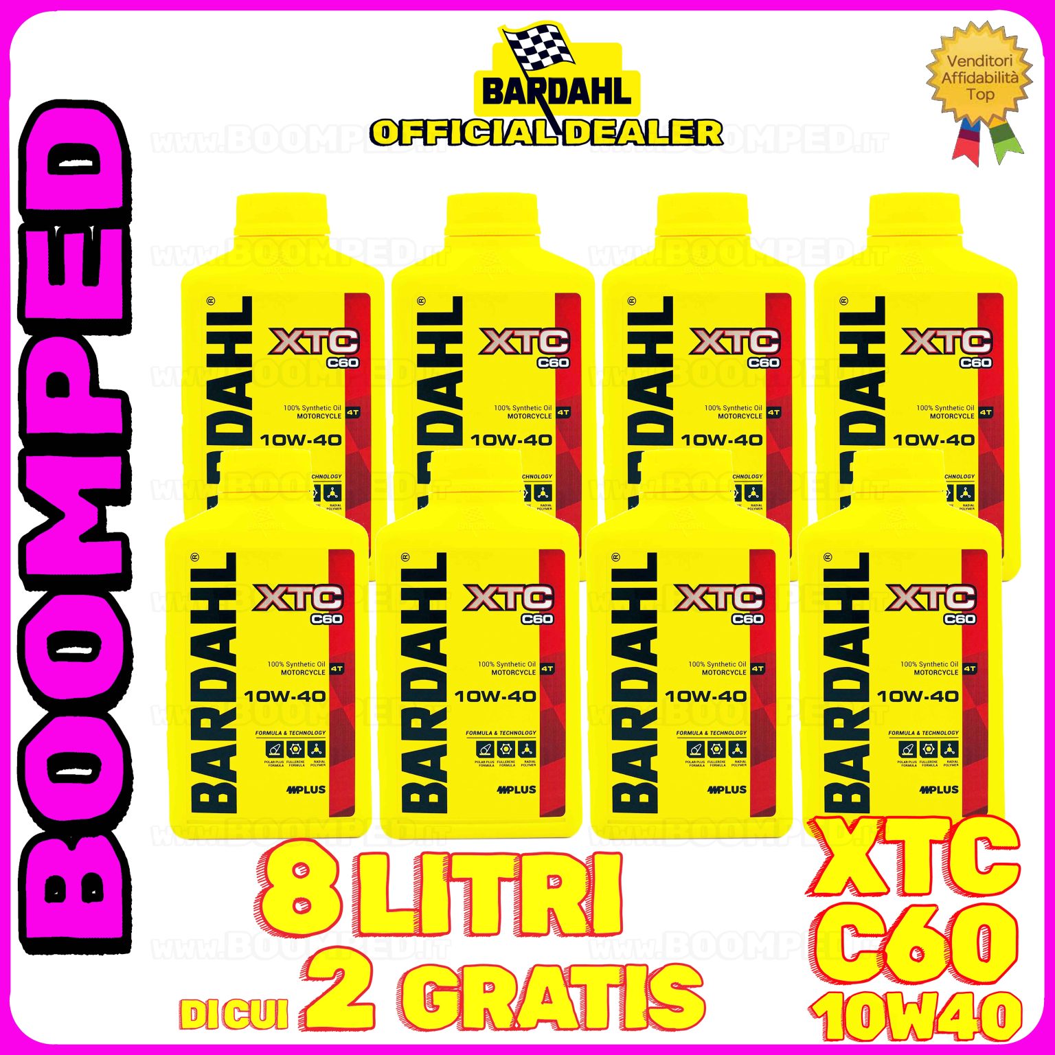 8 litri BARDAHL XTC C60 10W-40 olio motore moto sintetico API SN / JASO MA-MA2 08BD36