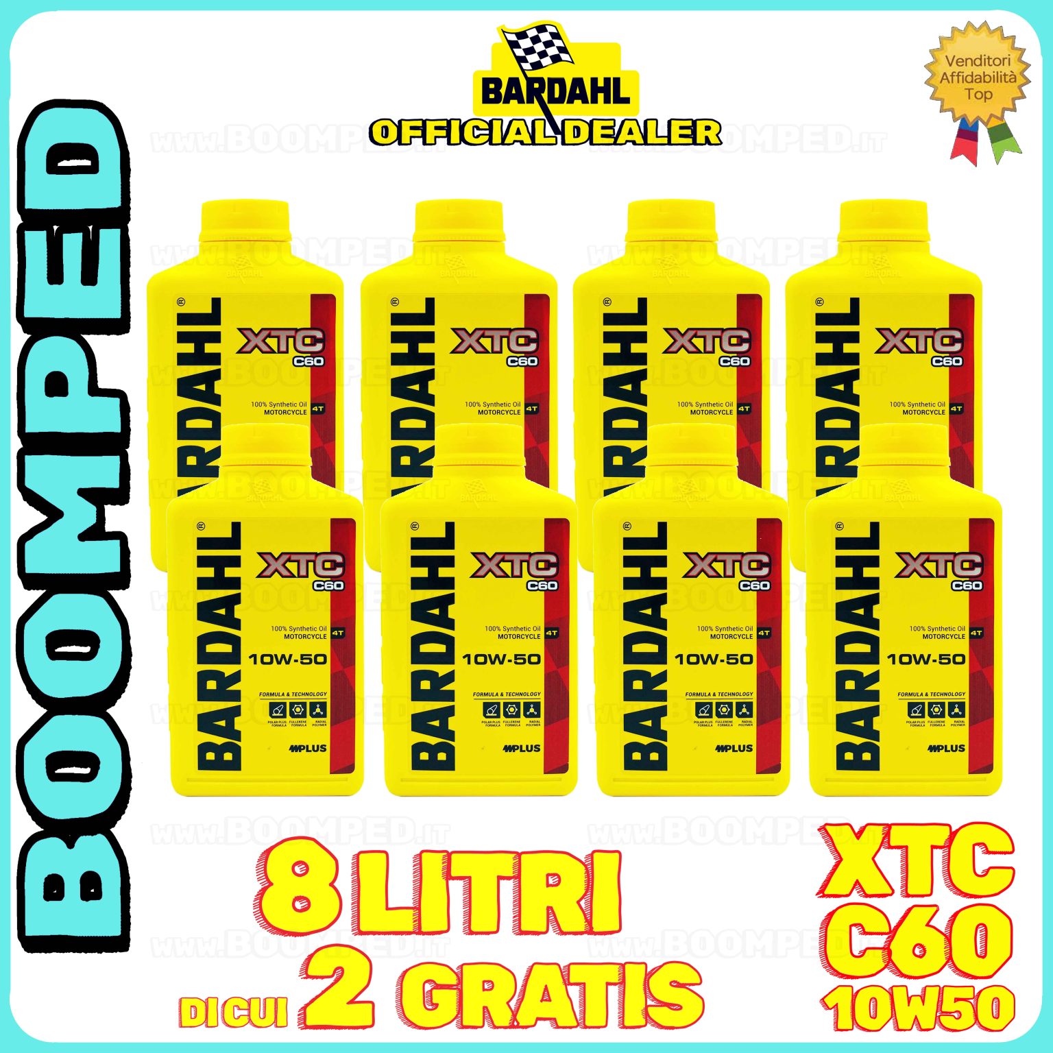 8 litri BARDAHL XTC C60 10W-50 olio motore moto sintetico API SN / JASO MA-MA2 08BD37