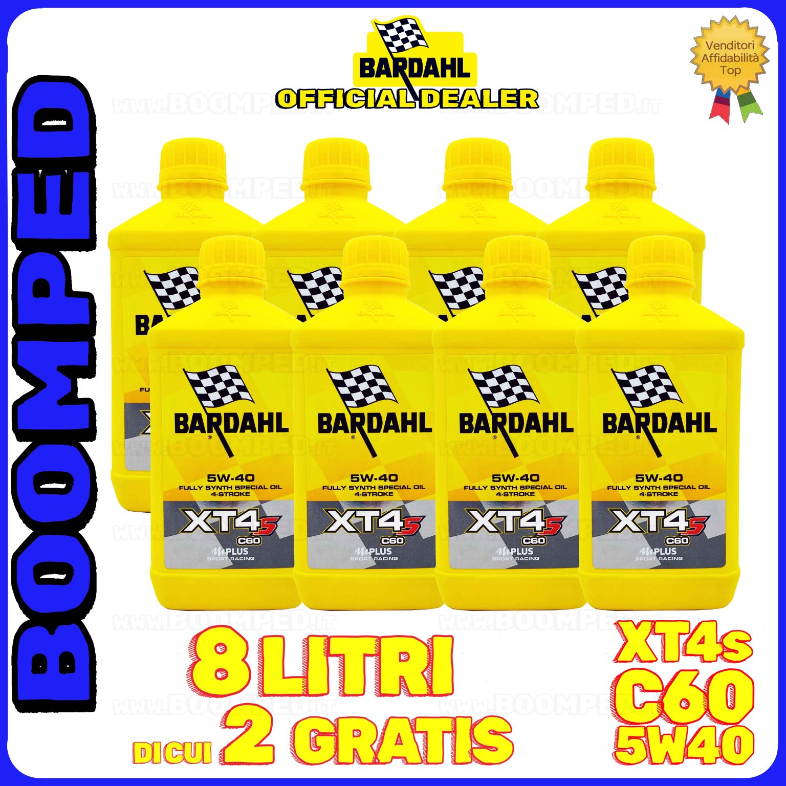 8 litri BARDAHL XT4s C60 5W-40 olio motore moto sintetico API SN, JASO MA / MA2 08BD52