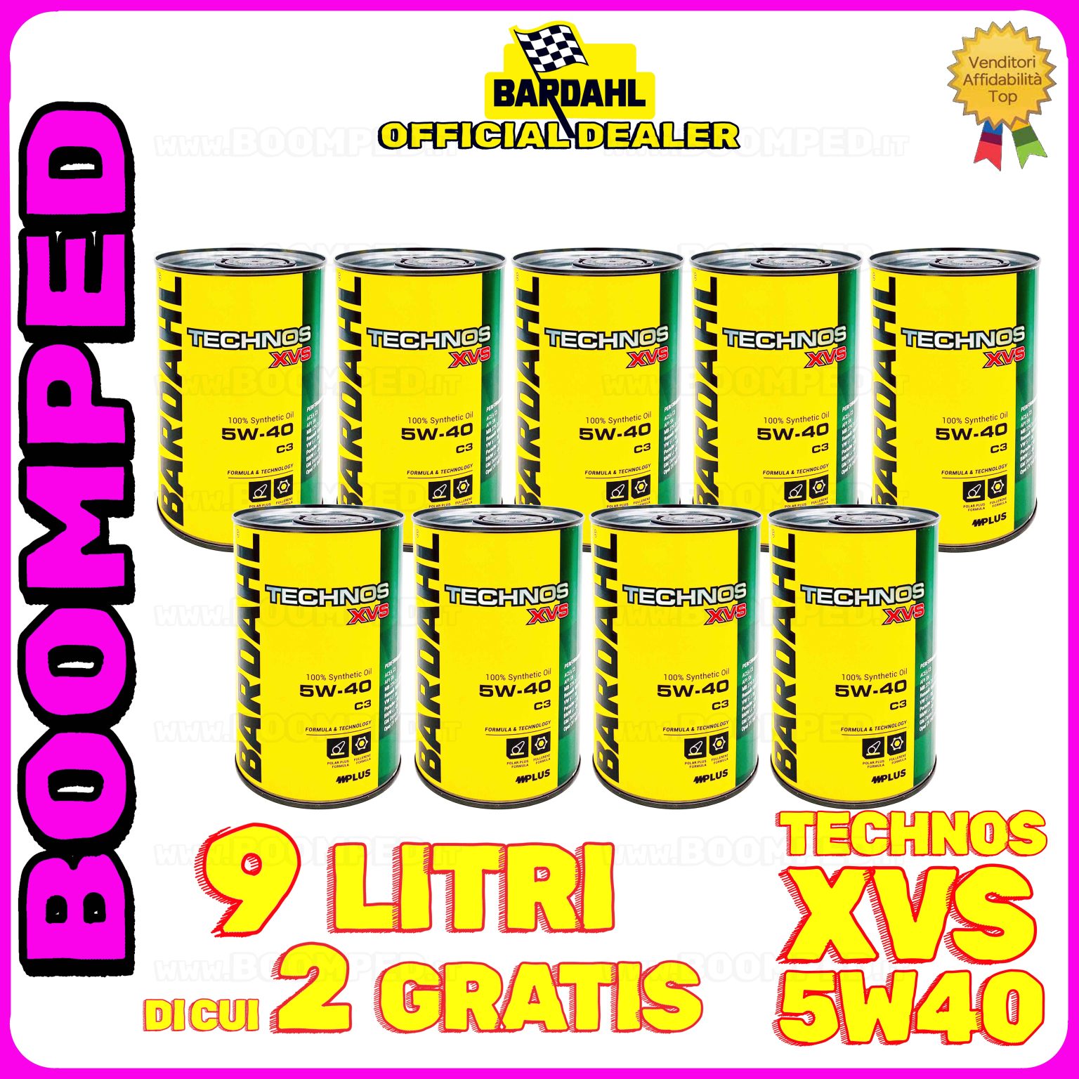 9 litri BARDAHL TECHNOS XVS 5W-40 OLIO MOTORE AUTO SINTETICO C3 (latta 1 LT) 09BD64