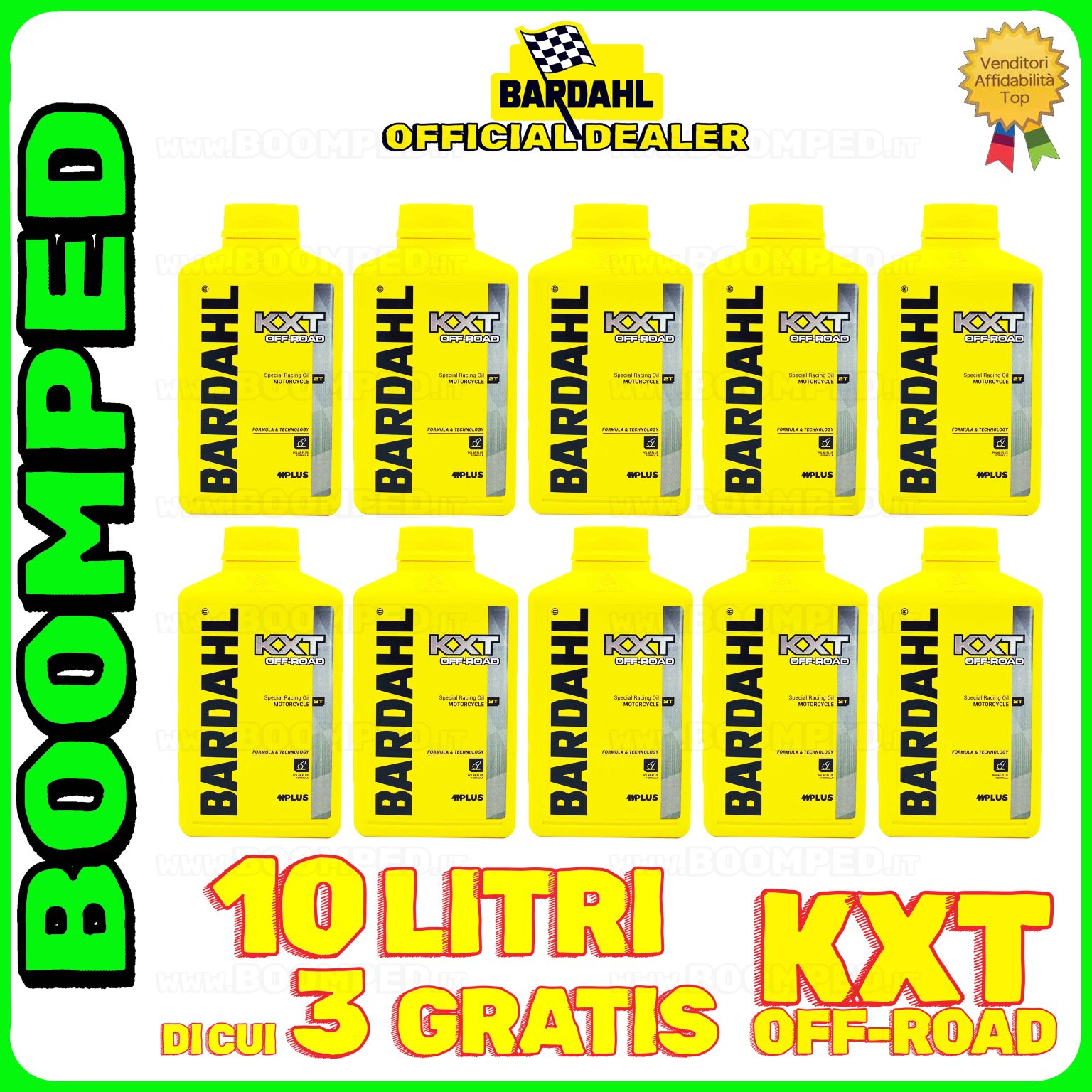 10 litri OLIO MOTORE SPECIALE BARDAHL KXT OFF ROAD per miscela moto cross 2T 100% sintetico 10BD16