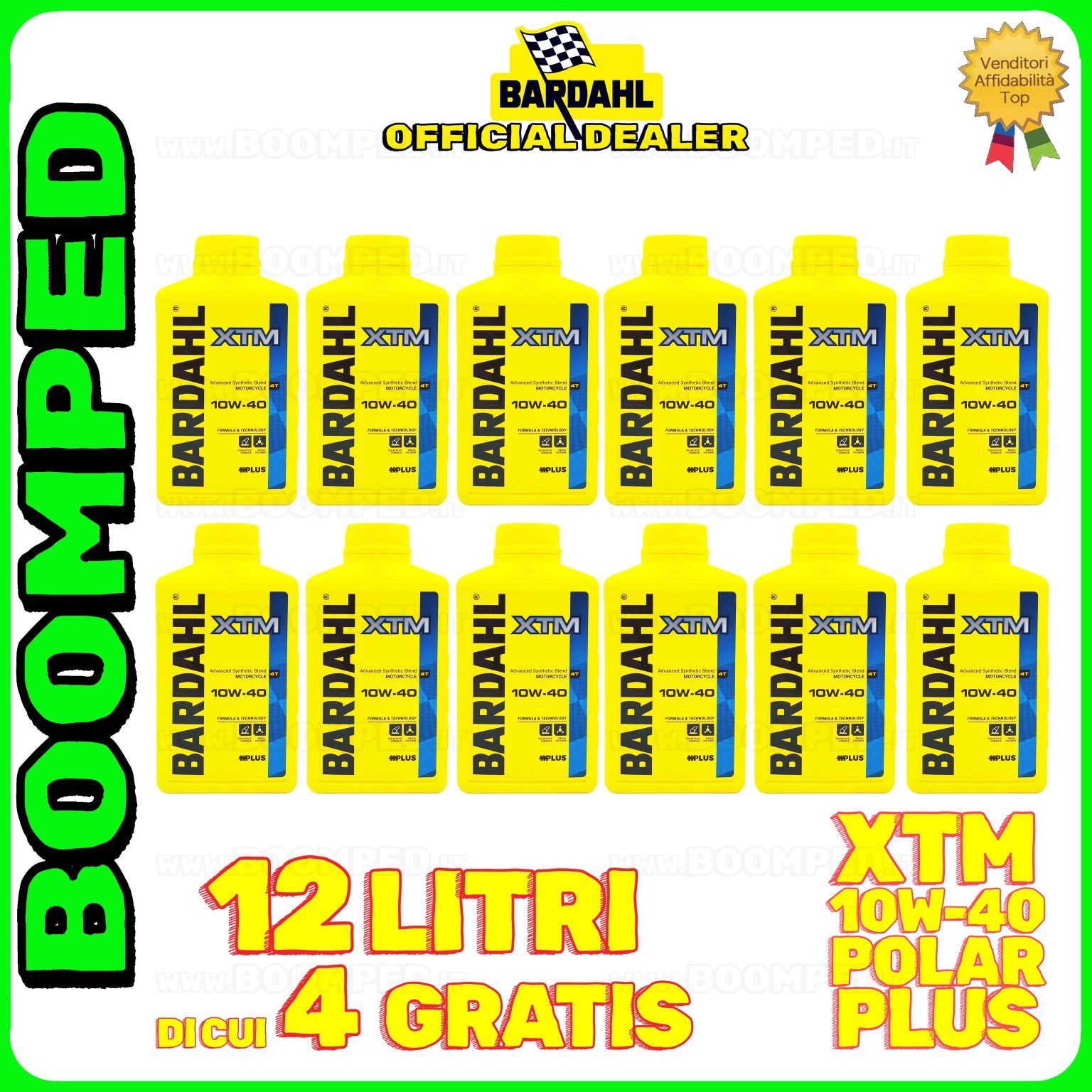12 litri OLIO MOTORE BARDAHL XTM POLAR PLUS 10W-40 moto scooter 4T 100% sintetico 12BD08