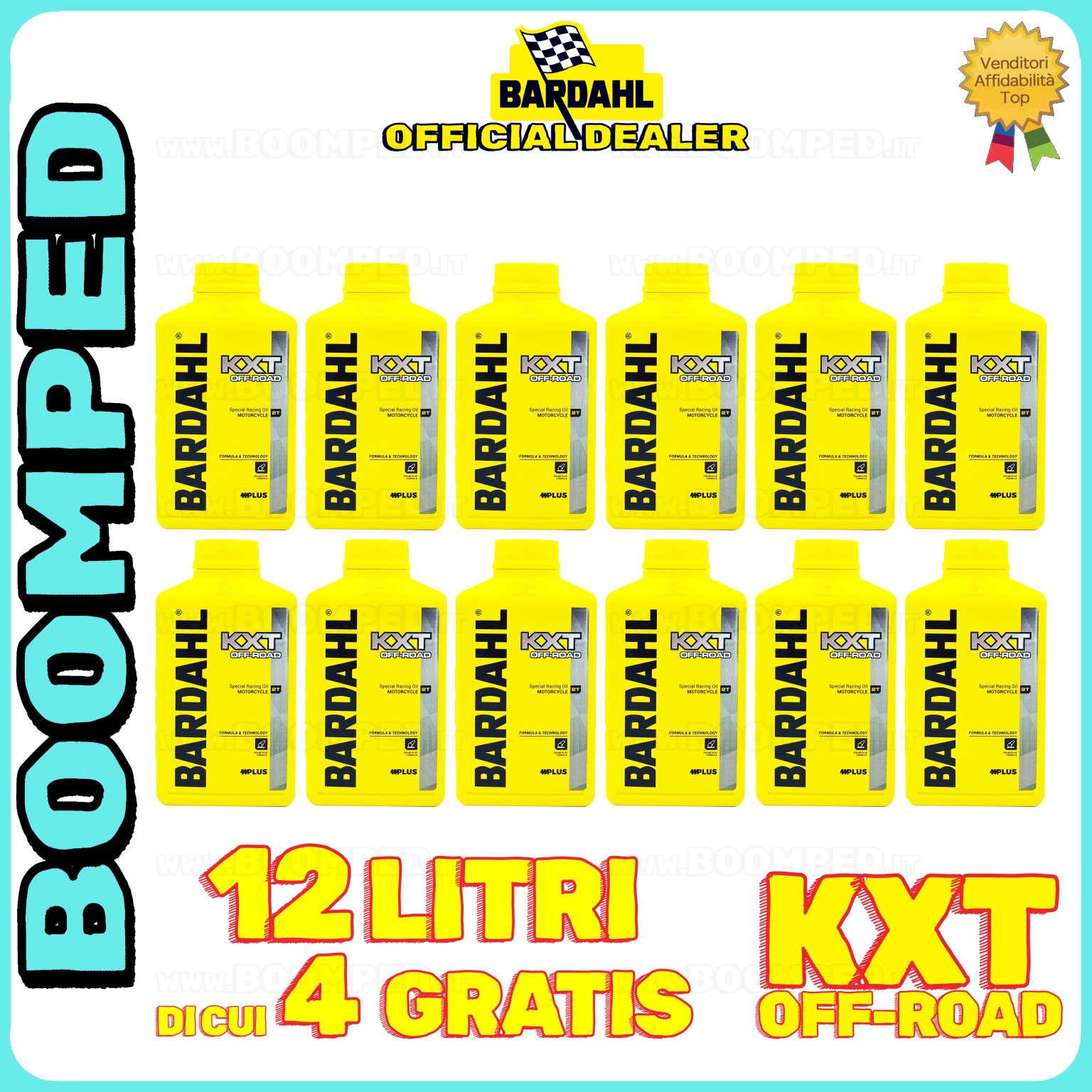 12 litri OLIO MOTORE SPECIALE BARDAHL KXT OFF ROAD per miscela moto cross 2T 100% sintetico 12BD16
