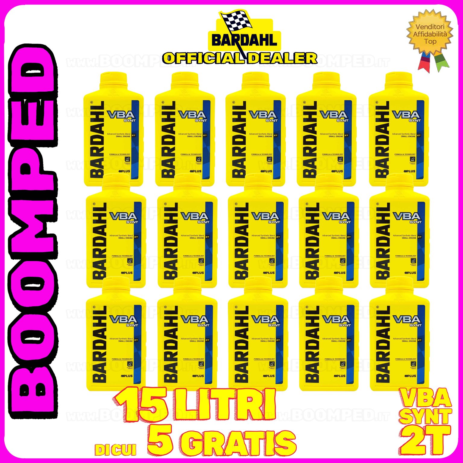 15 litri OLIO MOTORE BARDAHL VBA Synt per miscela moto scooter 2T 100% sintetico 15BD01
