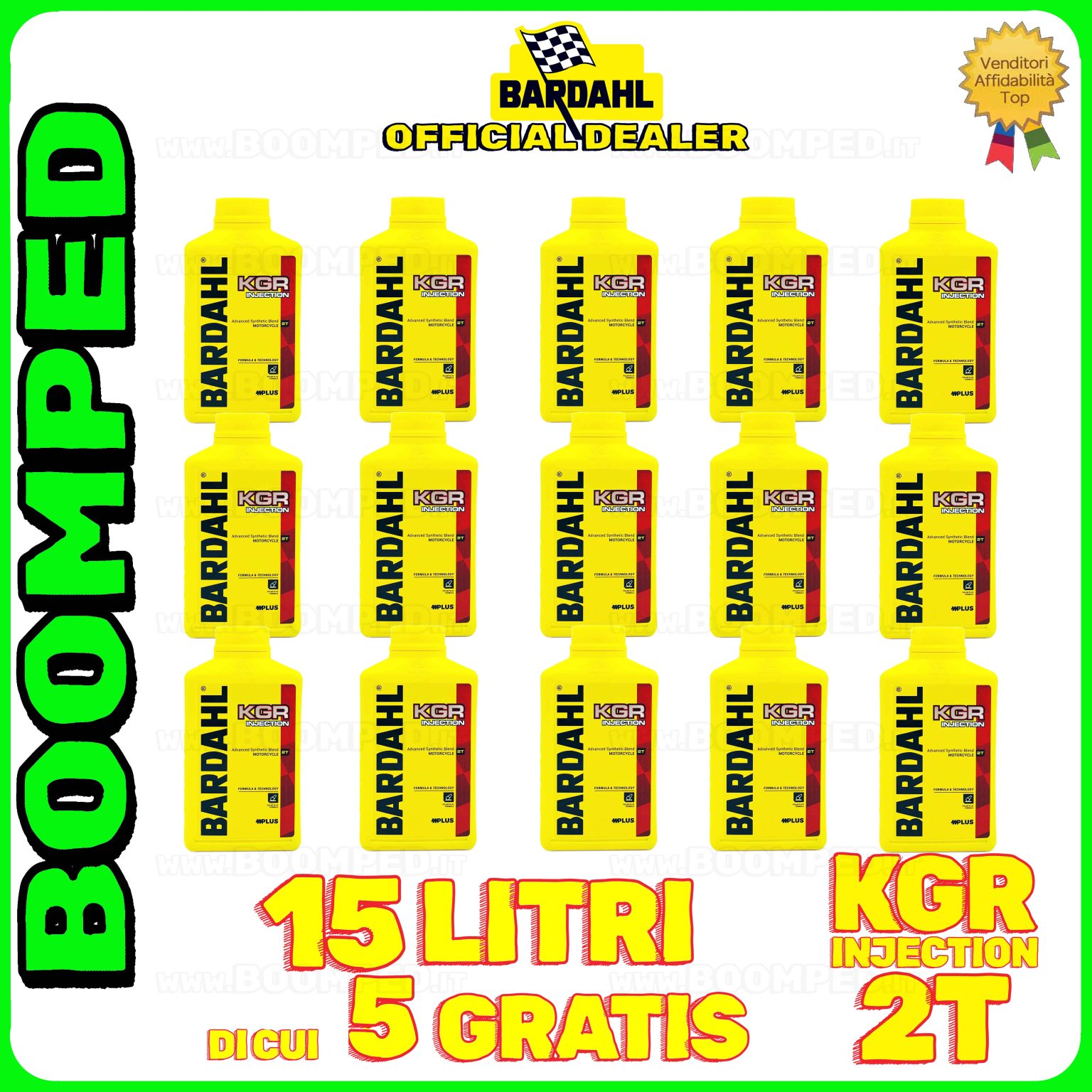 15 litri OLIO MOTORE BARDAHL KGR INJECTION per miscela moto scooter 2T 100% sintetico 15BD03