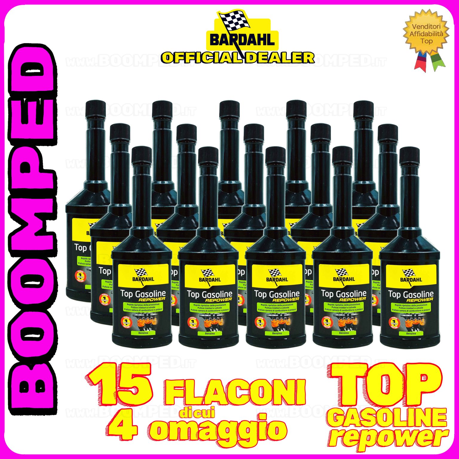 15 flaconi 250ml ADDITIVO BARDAHL TOP GASOLINE REPOWER pulitore iniettori riduce consumi motori benzina auto 15BD43