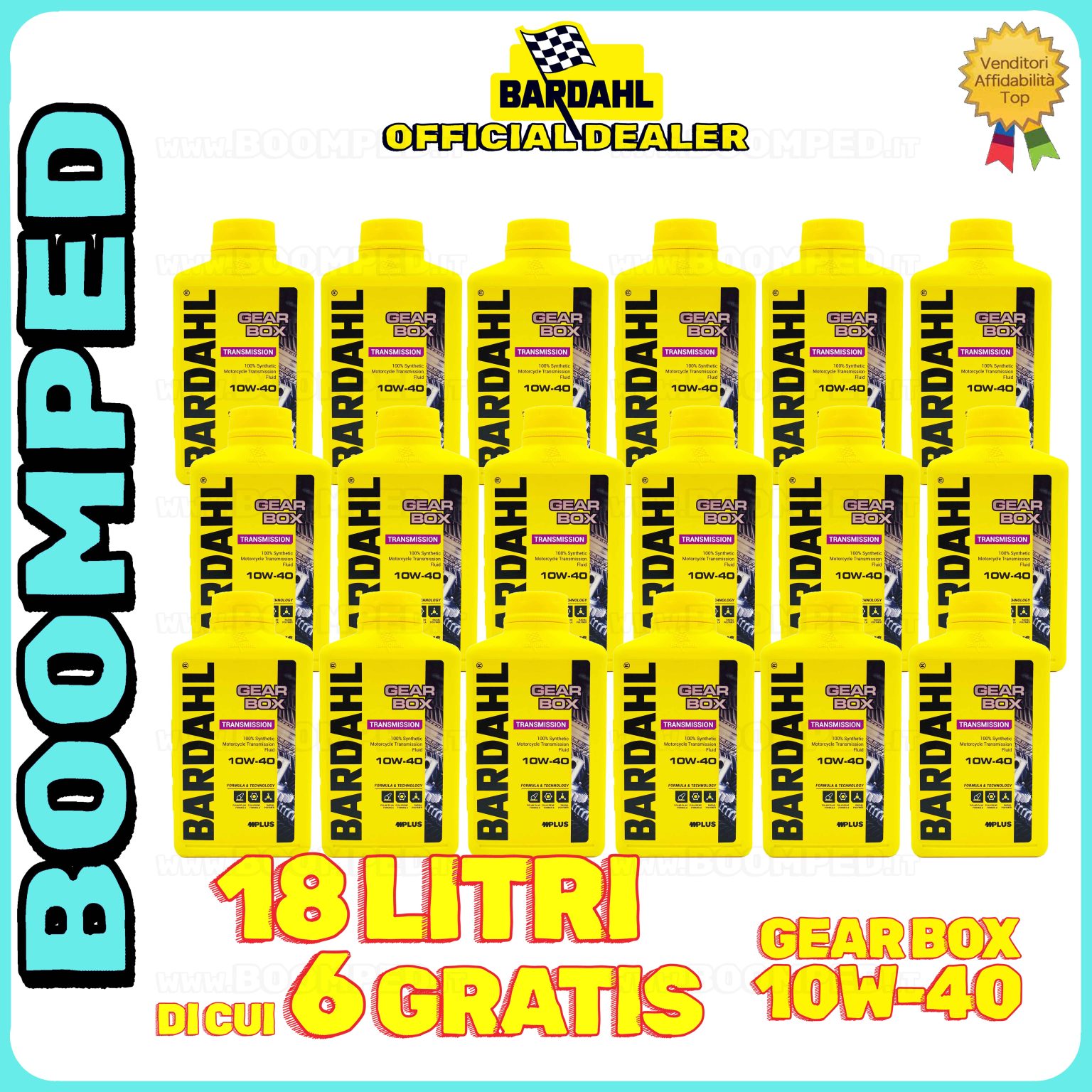 18 litri OLIO TRASMISSIONE BARDAHL GEAR BOX 10W-40 moto 2T 4T frizione bagno olio 100% sintetico 18BD12