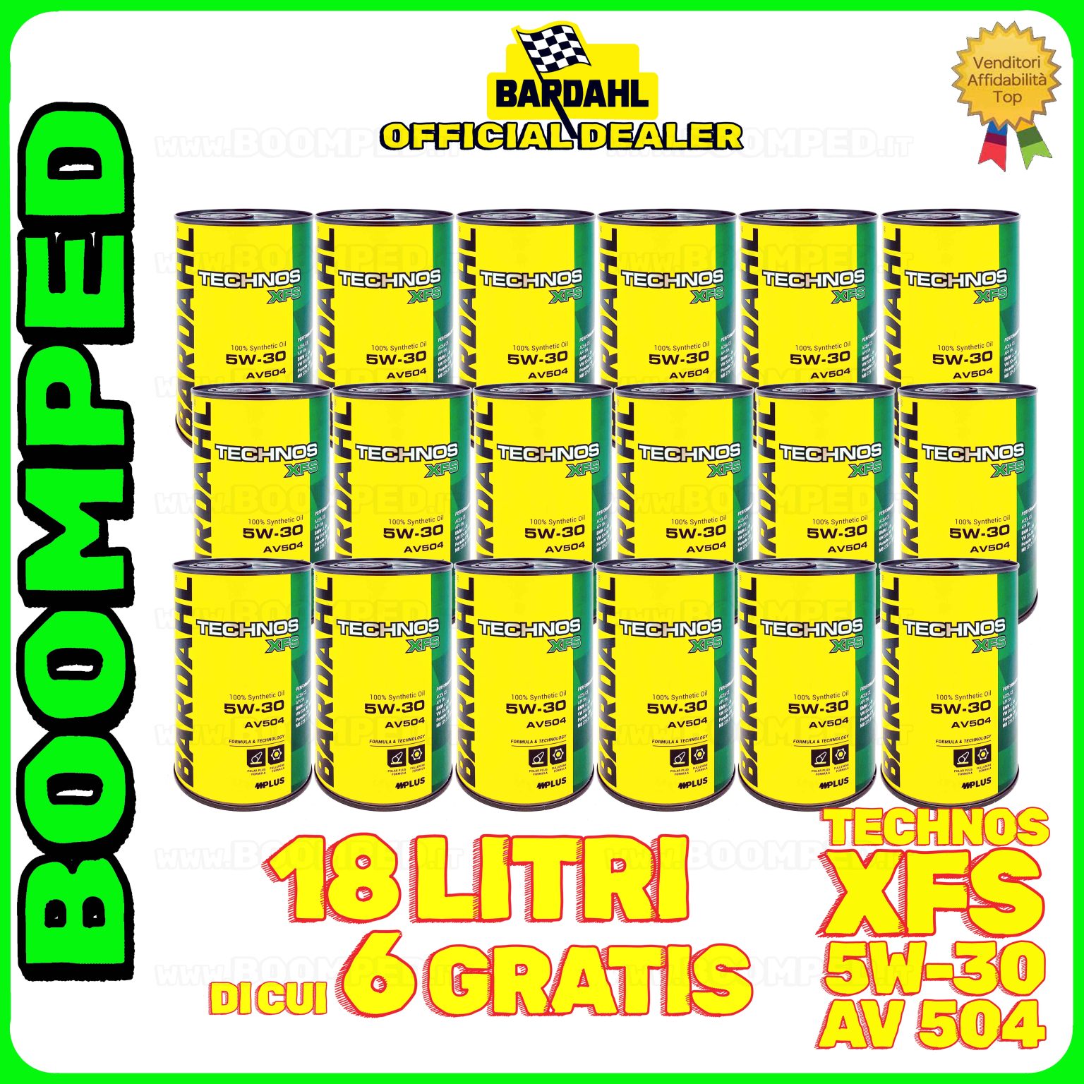 18 litri BARDAHL TECHNOS XFS AV504 5W-30 OLIO MOTORE SINTETICO C3 SN (latta 1 LT) 18BD29