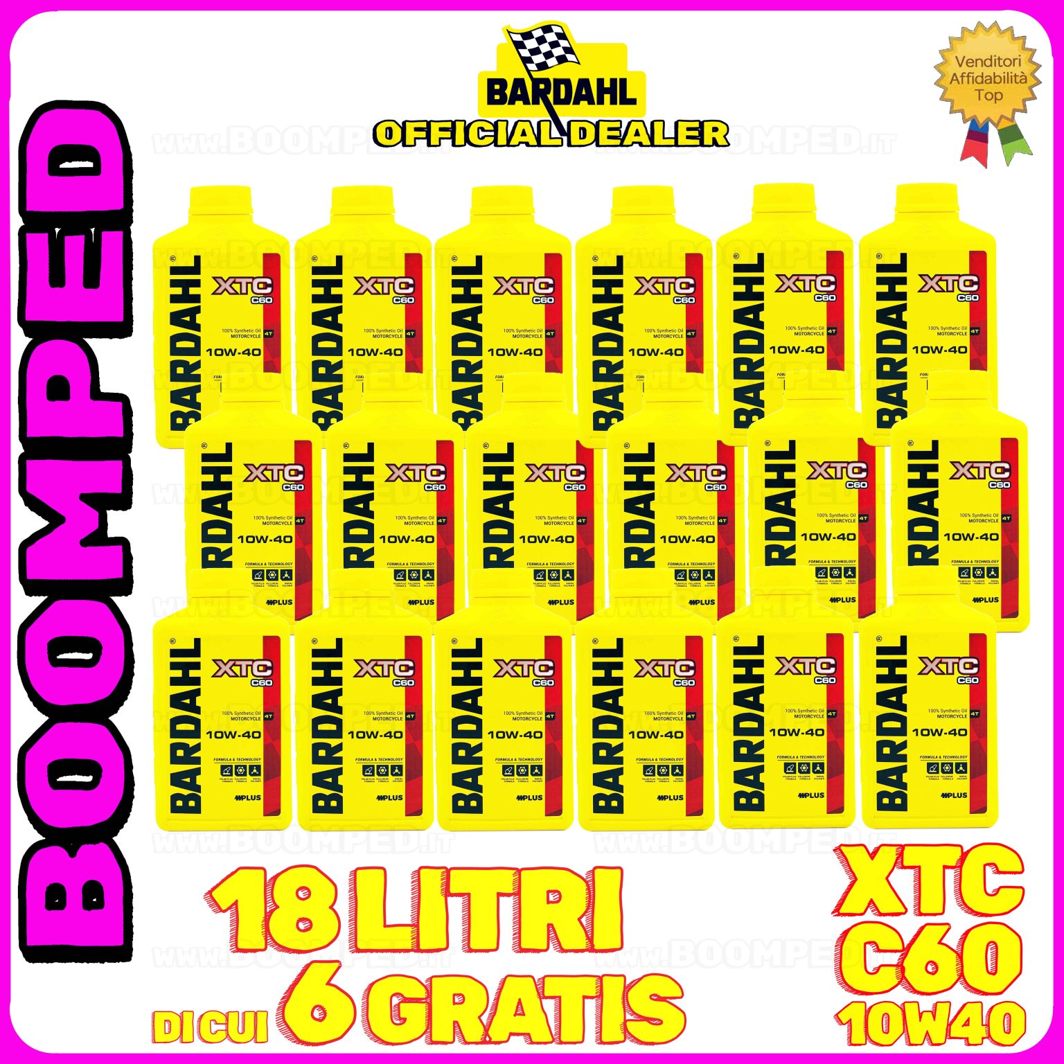 18 litri BARDAHL XTC C60 10W-40 olio motore moto sintetico API SN / JASO MA-MA2 18BD36