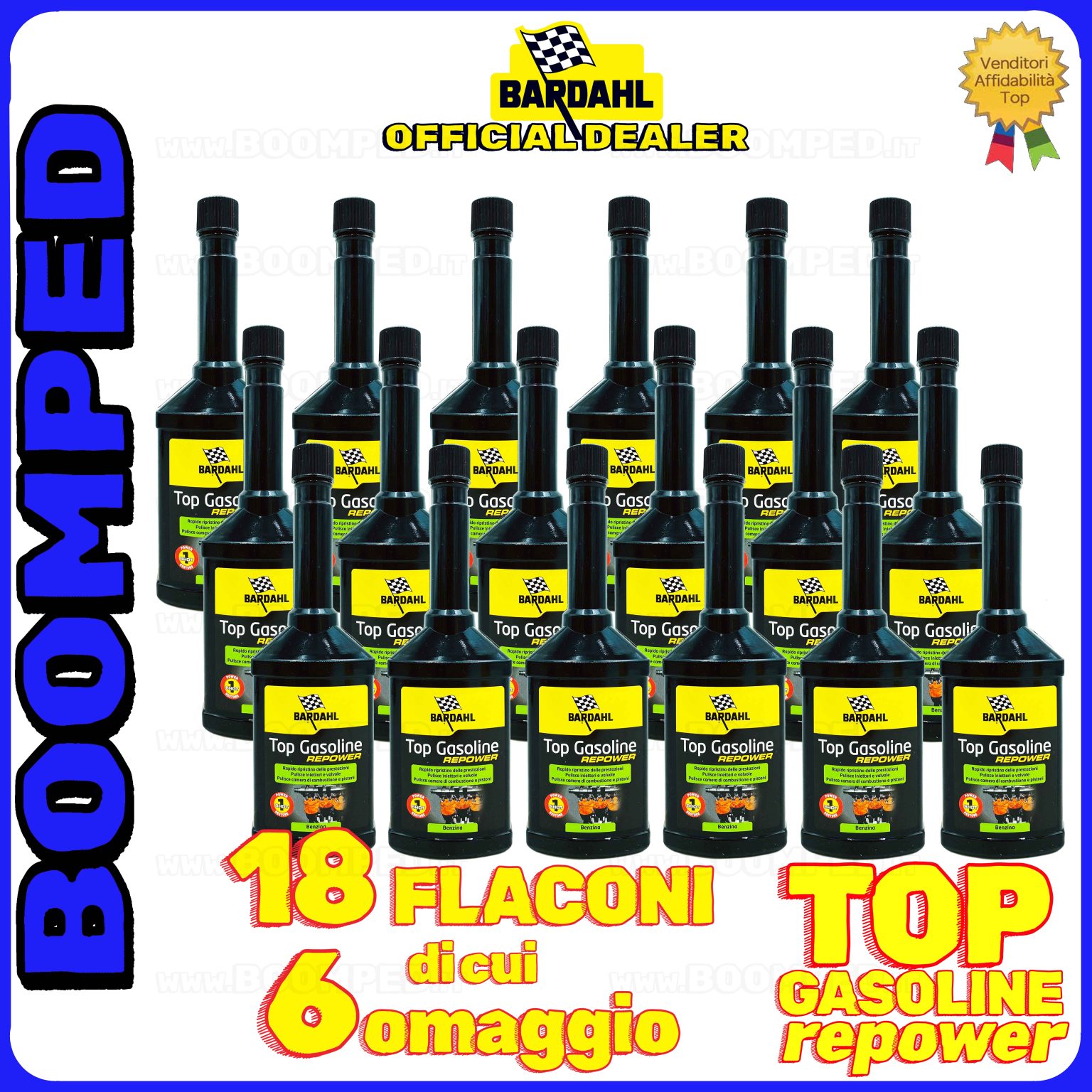 18 flaconi 250ml ADDITIVO BARDAHL TOP GASOLINE REPOWER pulitore iniettori riduce consumi motori benzina auto 18BD43