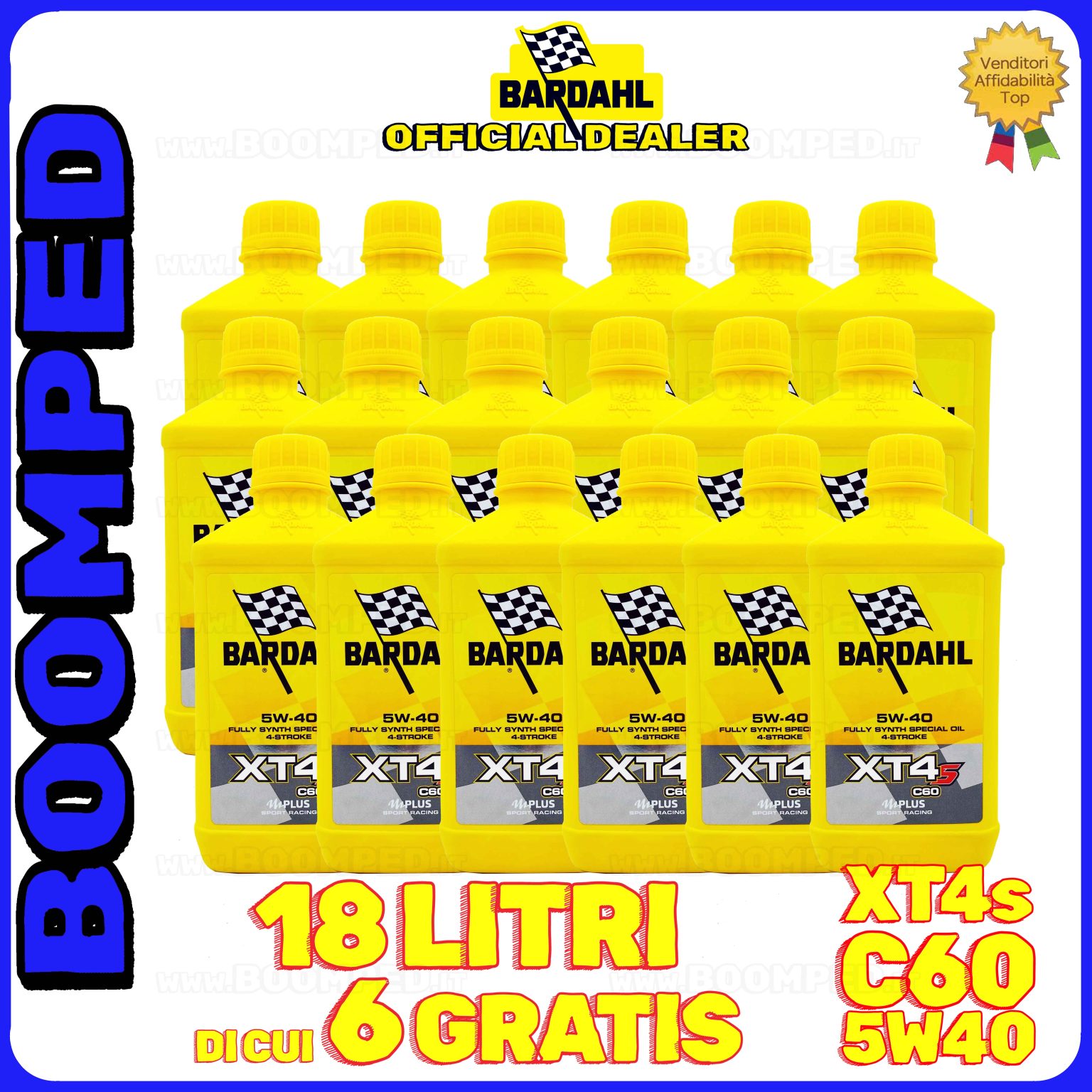 18 litri BARDAHL XT4s C60 5W-40 olio motore moto sintetico API SN, JASO MA / MA2 18BD52