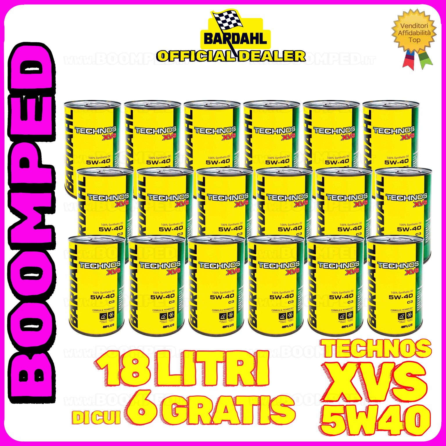 18 litri BARDAHL TECHNOS XVS 5W-40 OLIO MOTORE AUTO SINTETICO C3 (latta 1 LT) 18BD64