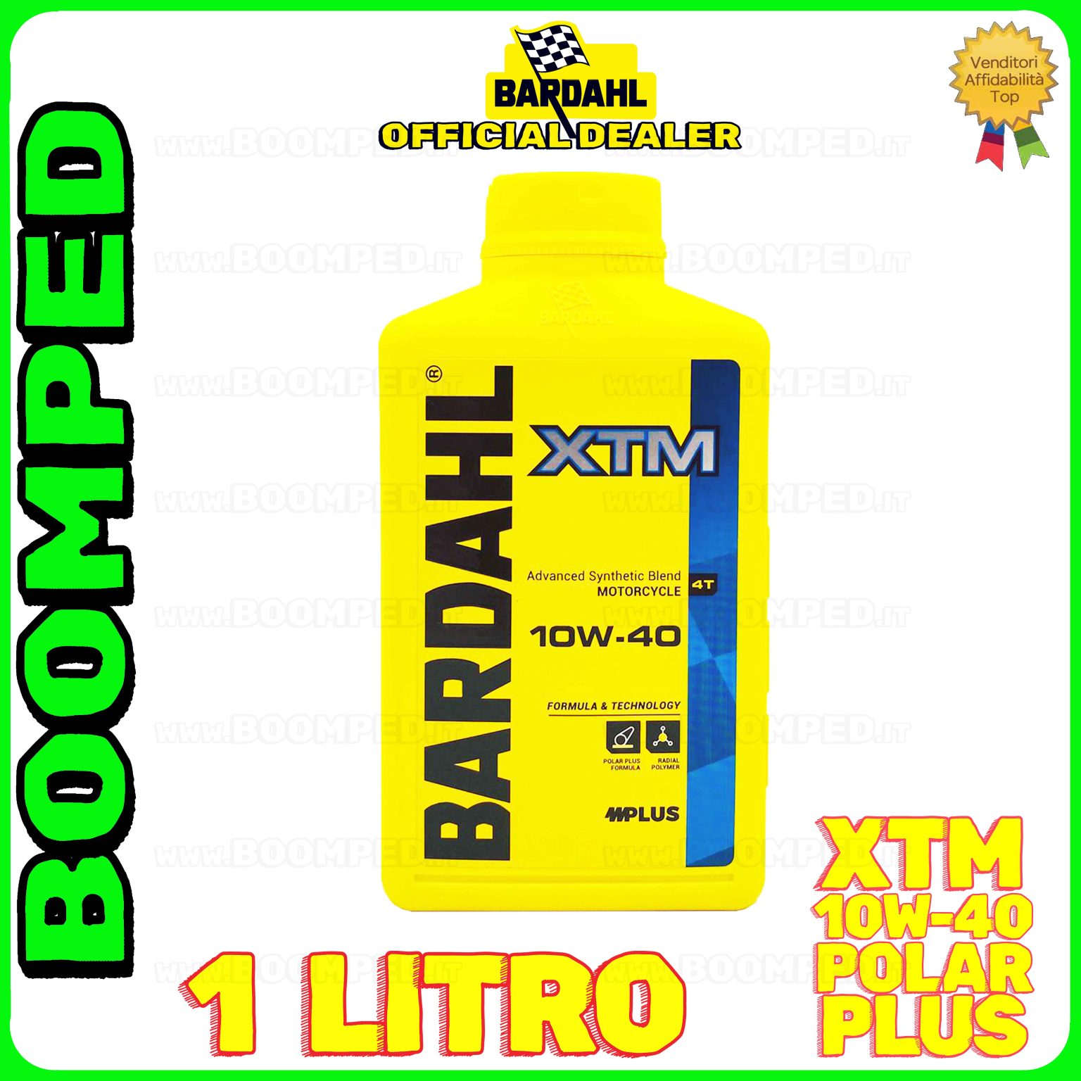 1 litro OLIO MOTORE BARDAHL XTM POLAR PLUS 10W-40 moto scooter 4T 100% sintetico BD08