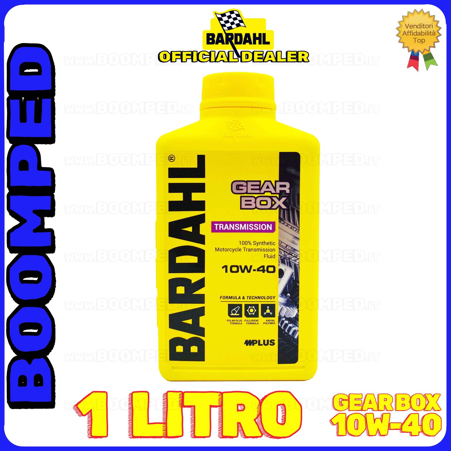 1 litro OLIO TRASMISSIONE BARDAHL GEAR BOX 10W-40 moto 2T 4T frizione bagno olio 100% sintetico BD12