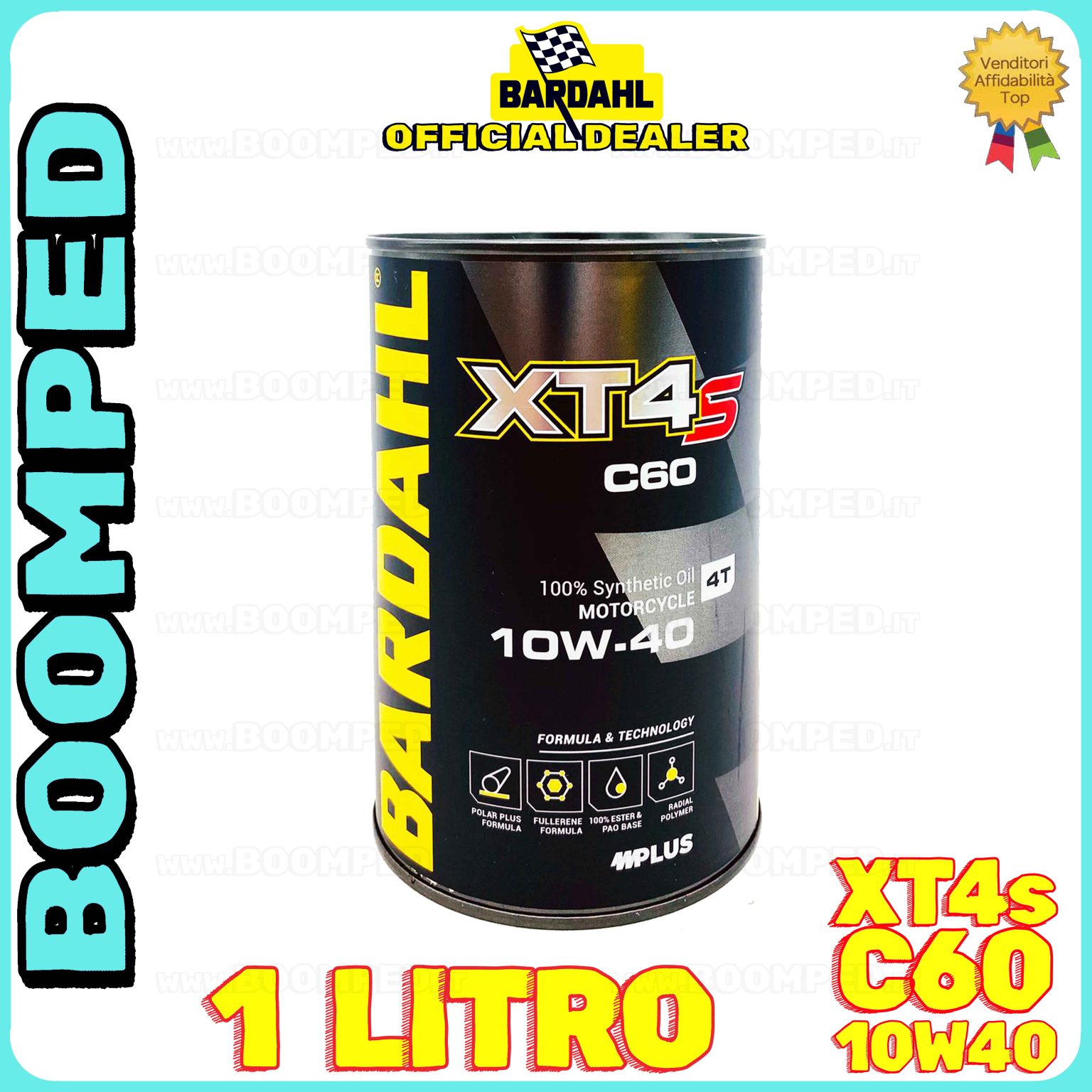 1 litro BARDAHL XT4s C60 10W-40 olio motore mot sintetico API SN, JASO MA / MA2 BD32