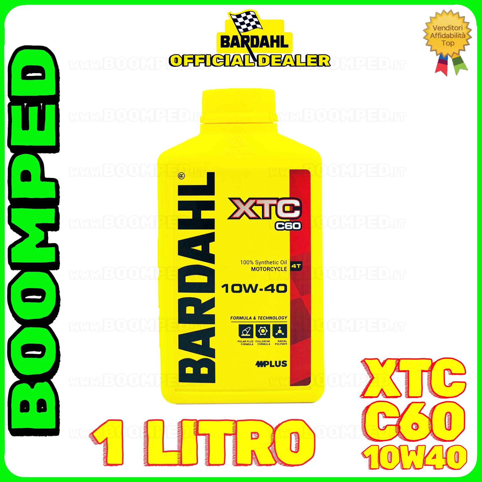 1 litro BARDAHL XTC C60 10W-40 olio motore moto sintetico API SN / JASO MA-MA2 BD36