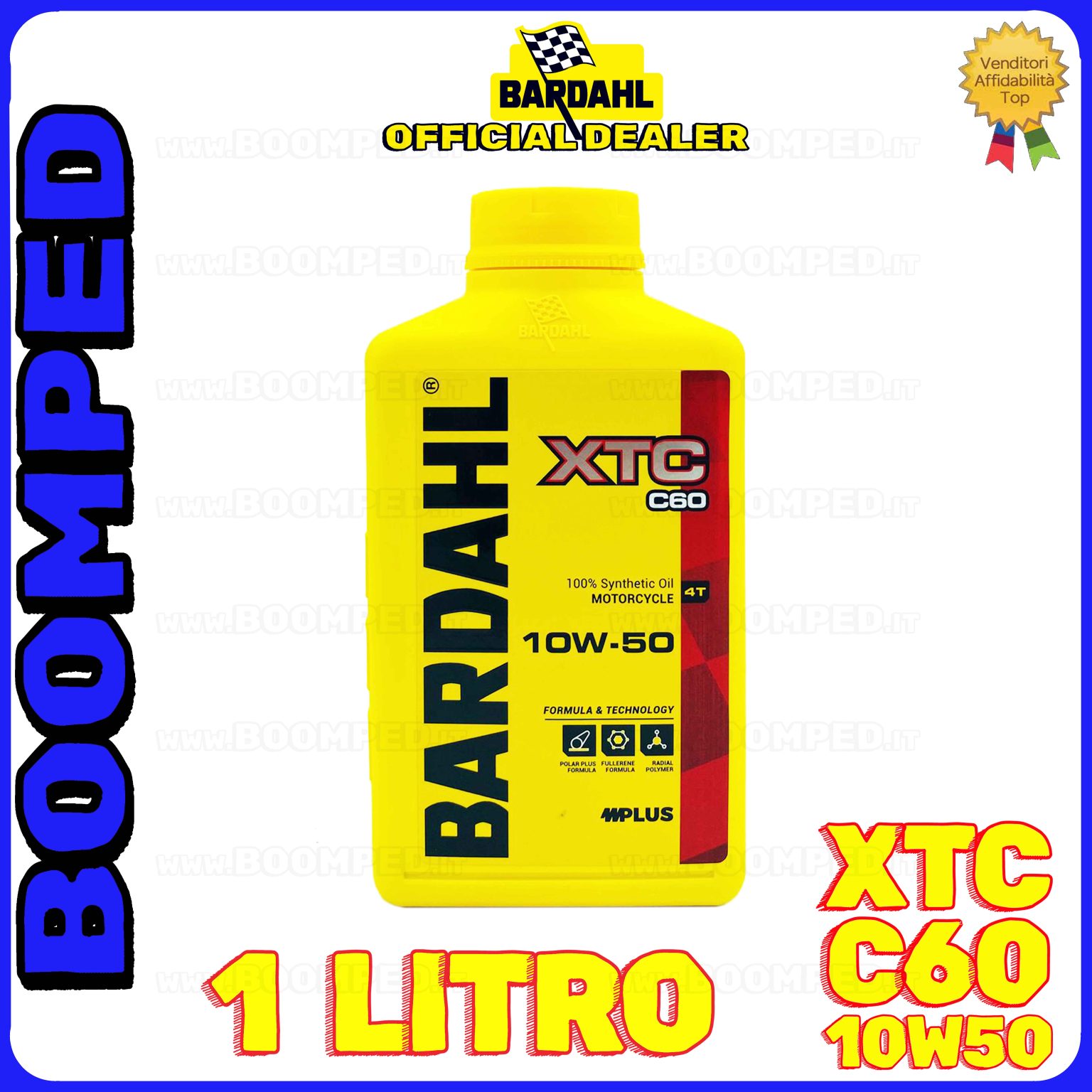 1 litro BARDAHL XTC C60 10W-50 olio motore moto sintetico API SN / JASO MA-MA2 BD37