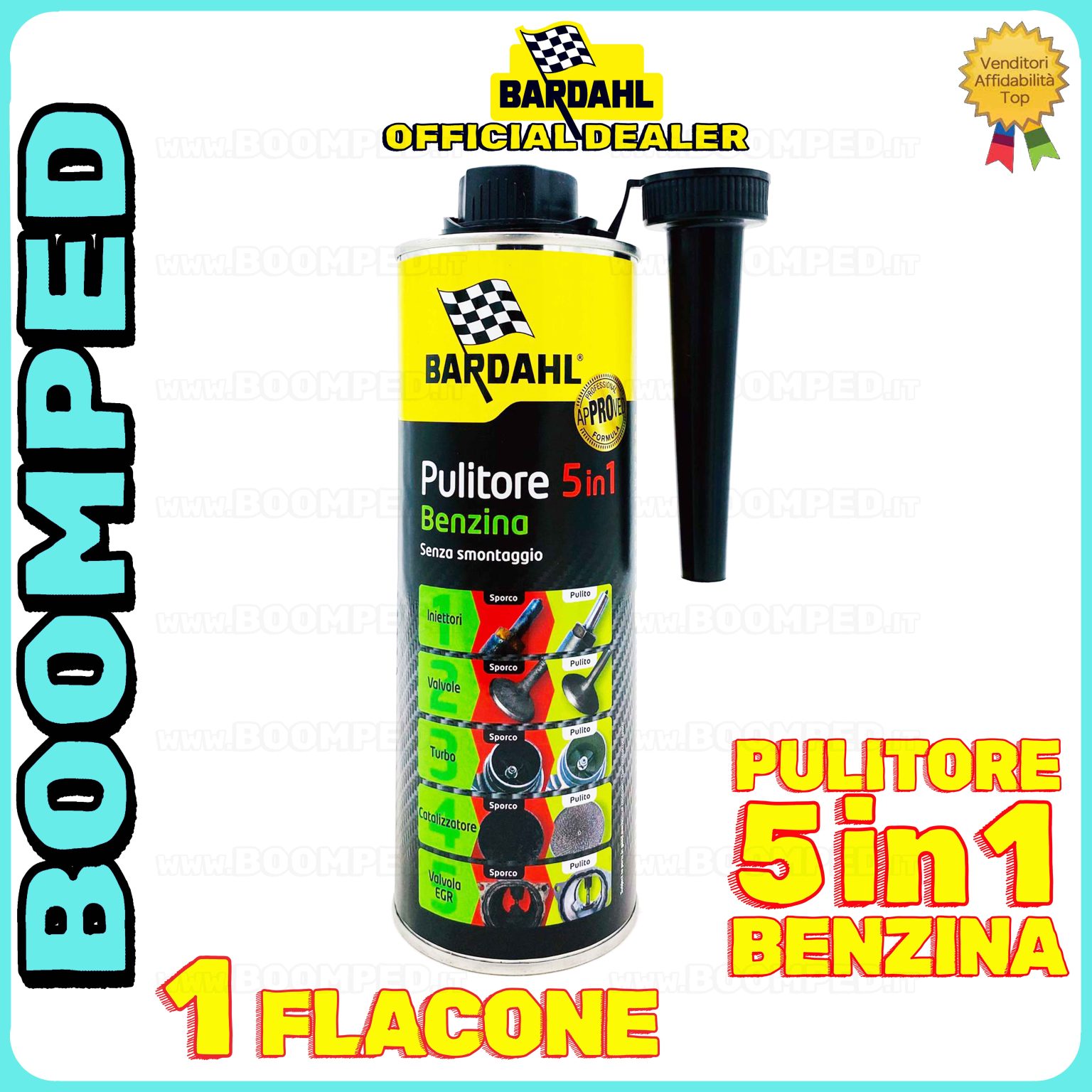 1 flacone 500ml BARDAHL PULITORE 5 IN 1 BENZINA additivo multifunzionale auto diesel BD42