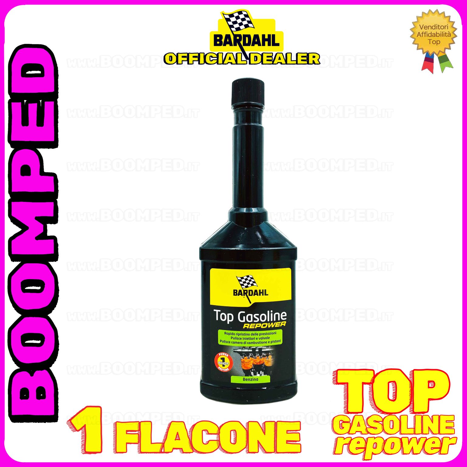 1 flacone 250ml ADDITIVO BARDAHL TOP GASOLINE REPOWER pulitore iniettori riduce consumi motori benzina auto BD43