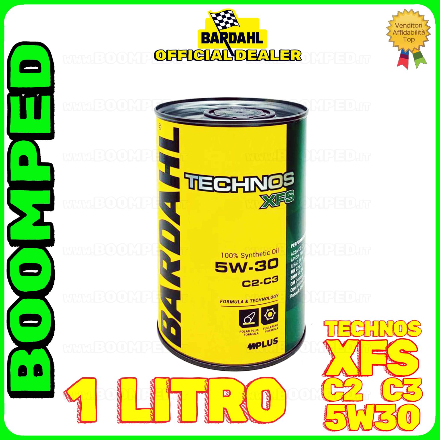 1 litro BARDAHL TECHNOS XFS 5W-30 OLIO MOTORE AUTO SINTETICO C2 C3 (latta 1 LT) BD63