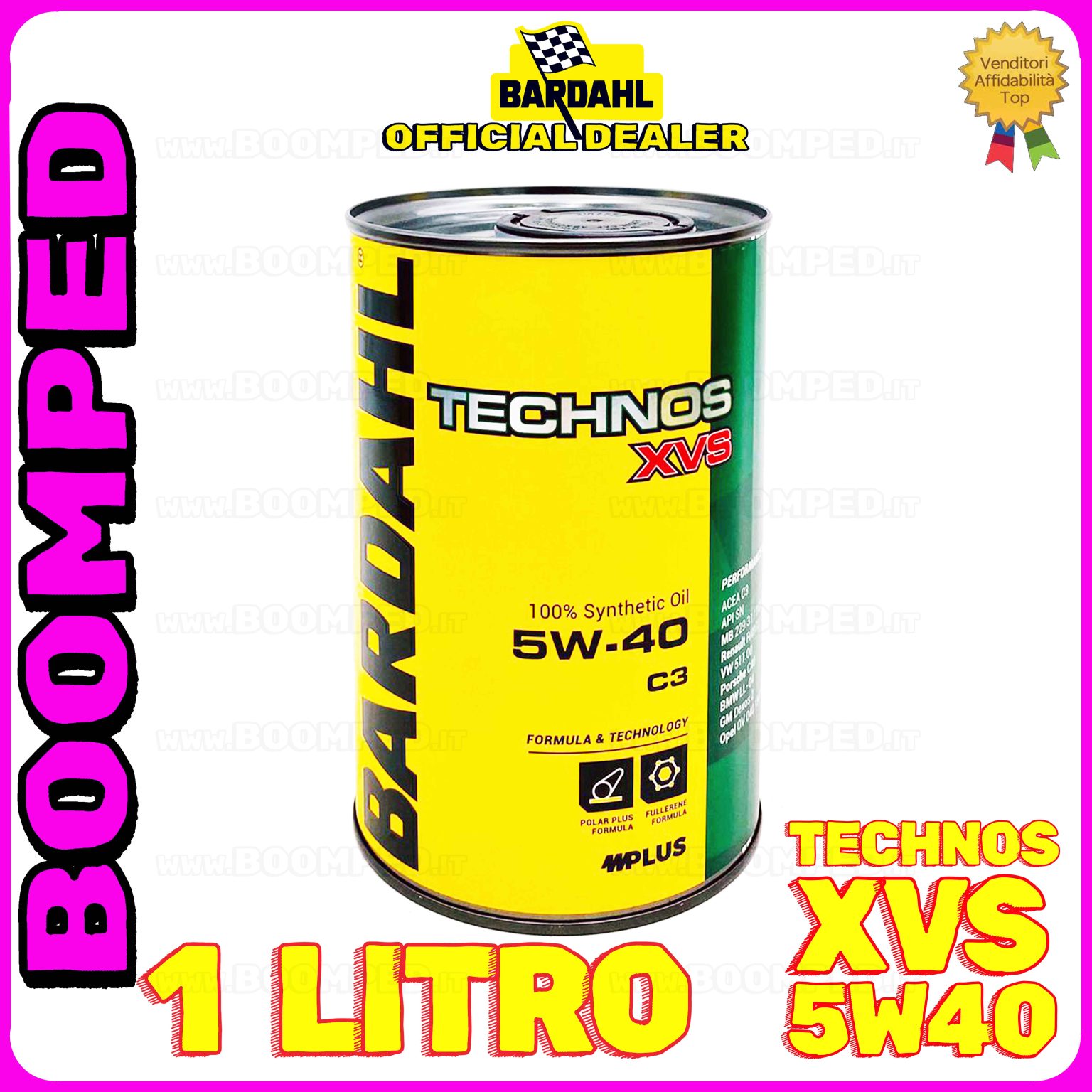 1 litro BARDAHL TECHNOS XVS 5W-40 OLIO MOTORE AUTO SINTETICO C3 (latta 1 LT) BD64