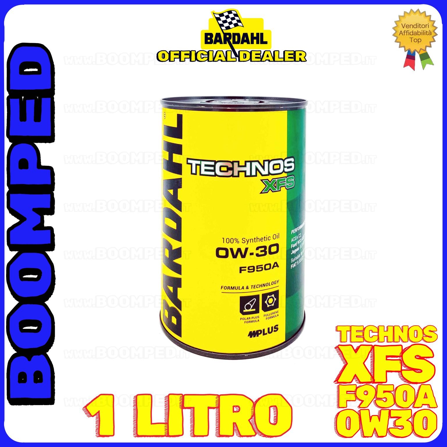 1 litro BARDAHL TECHNOS XFS F950A 0W-30 OLIO MOTORE AUTO SINTETICO C2 (latta 1 LT) BD65