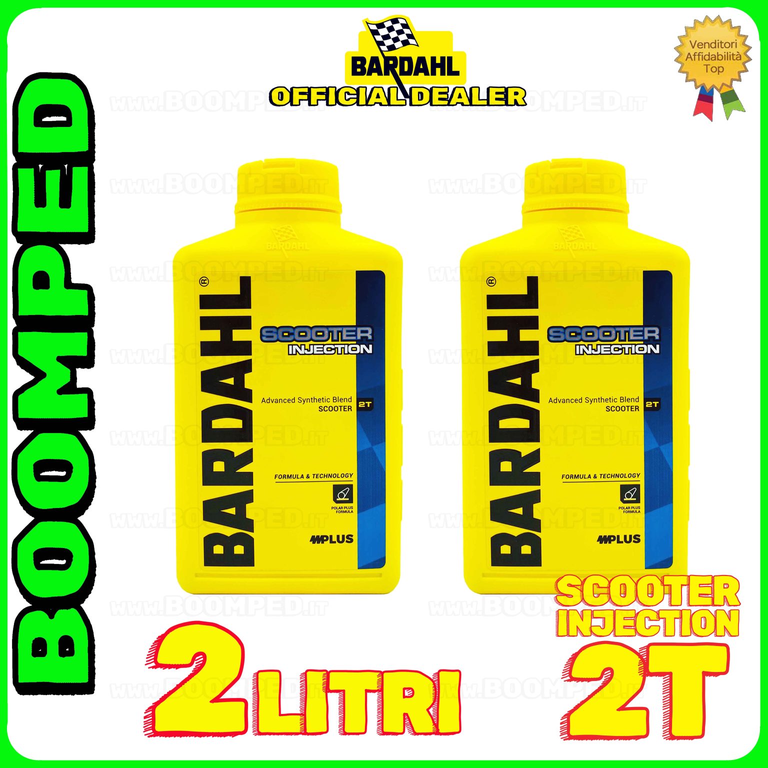 2 litri BARDAHL SCOOTER INJECTION 2T OLIO MOTORE per miscela moto scooter 22T 100% sintetico 02BD02