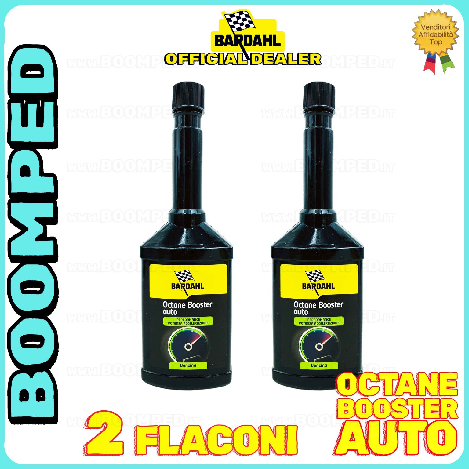 2 flaconi 250ml BARDAHL OCTANE BOOSTER AUTO additivo elevatore ottani auto benzina 02BD46
