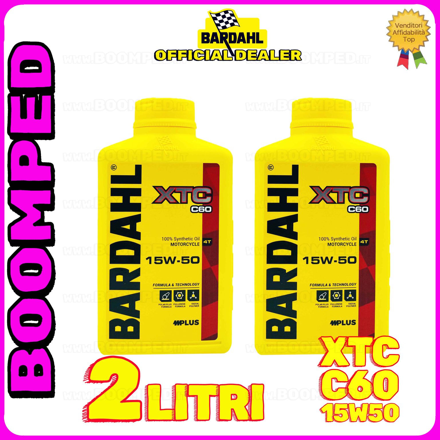 2 litri BARDAHL XTC C60 15W-50 olio motore moto sintetico API SN / JASO MA-MA2 02BD59