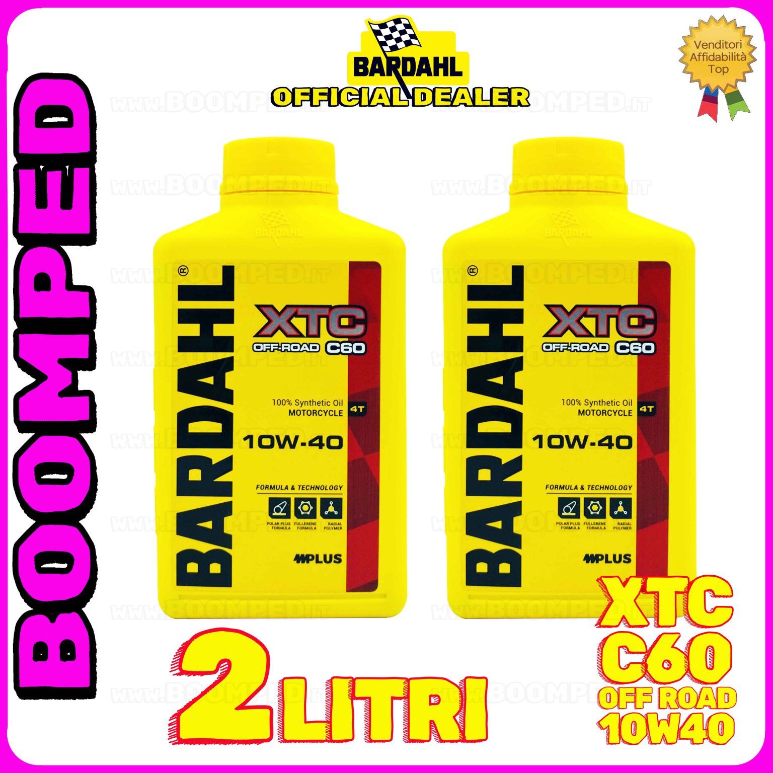 2 litri BARDAHL XTC C60 OFF ROAD 10W-40 olio motore moto sintetico API SN / JASO MA-MA2 02BD60