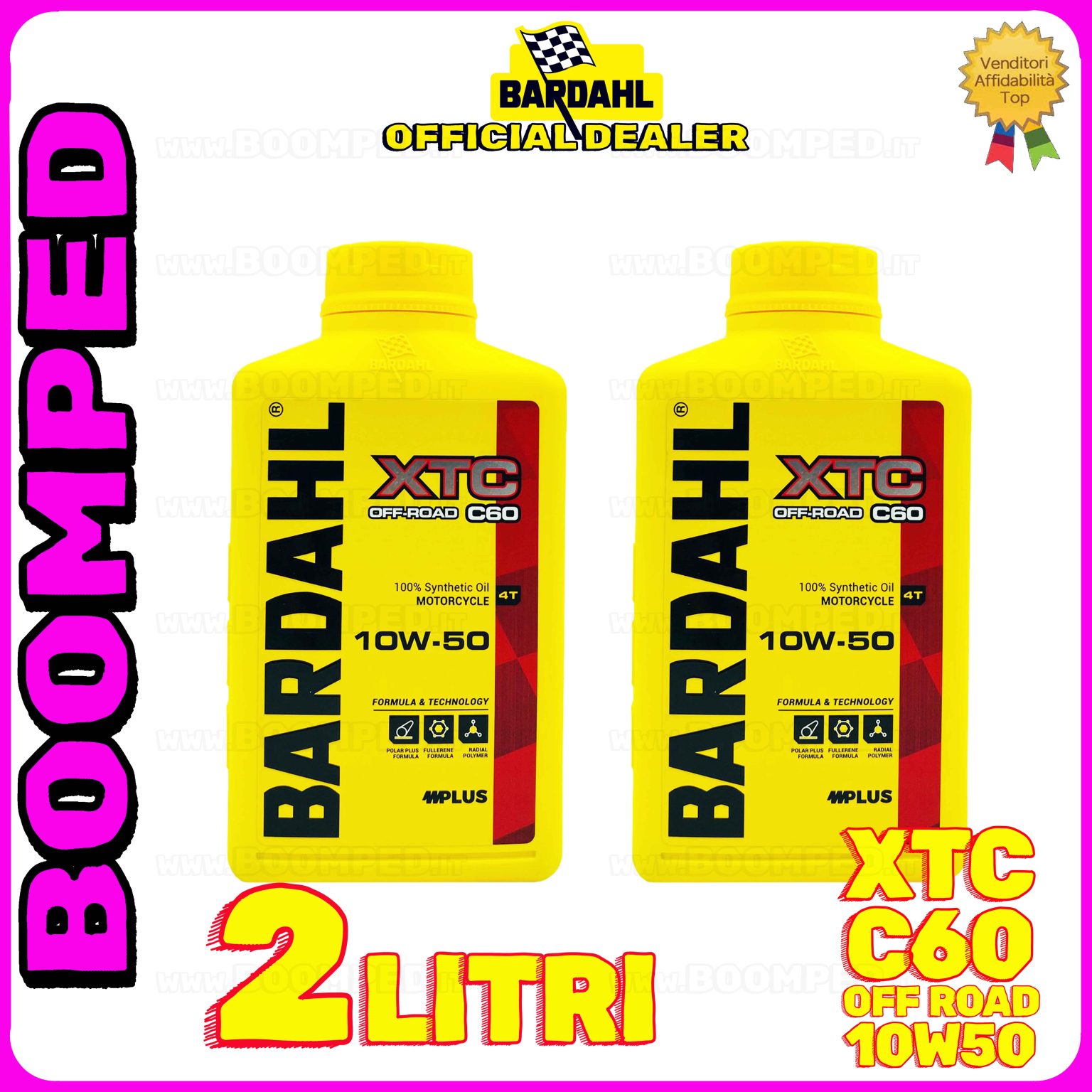 2 litri BARDAHL XTC C60 OFF ROAD 10W-50 olio motore moto sintetico API SN / JASO MA-MA2 02BD61