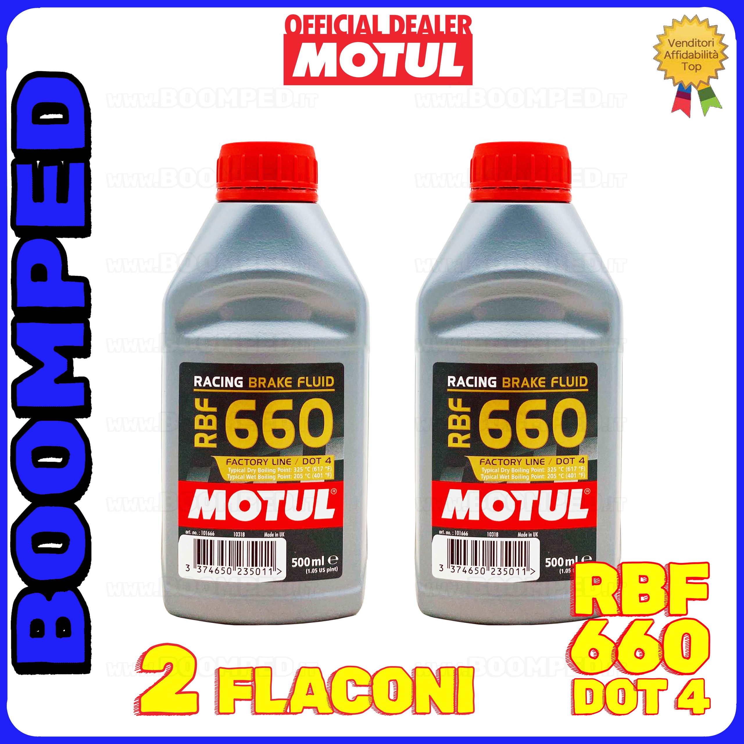 2 flaconi 500ml MOTUL RBF 660 FACTORY LINE olio freni frizione competizione DOT 4 auto moto 02MO78