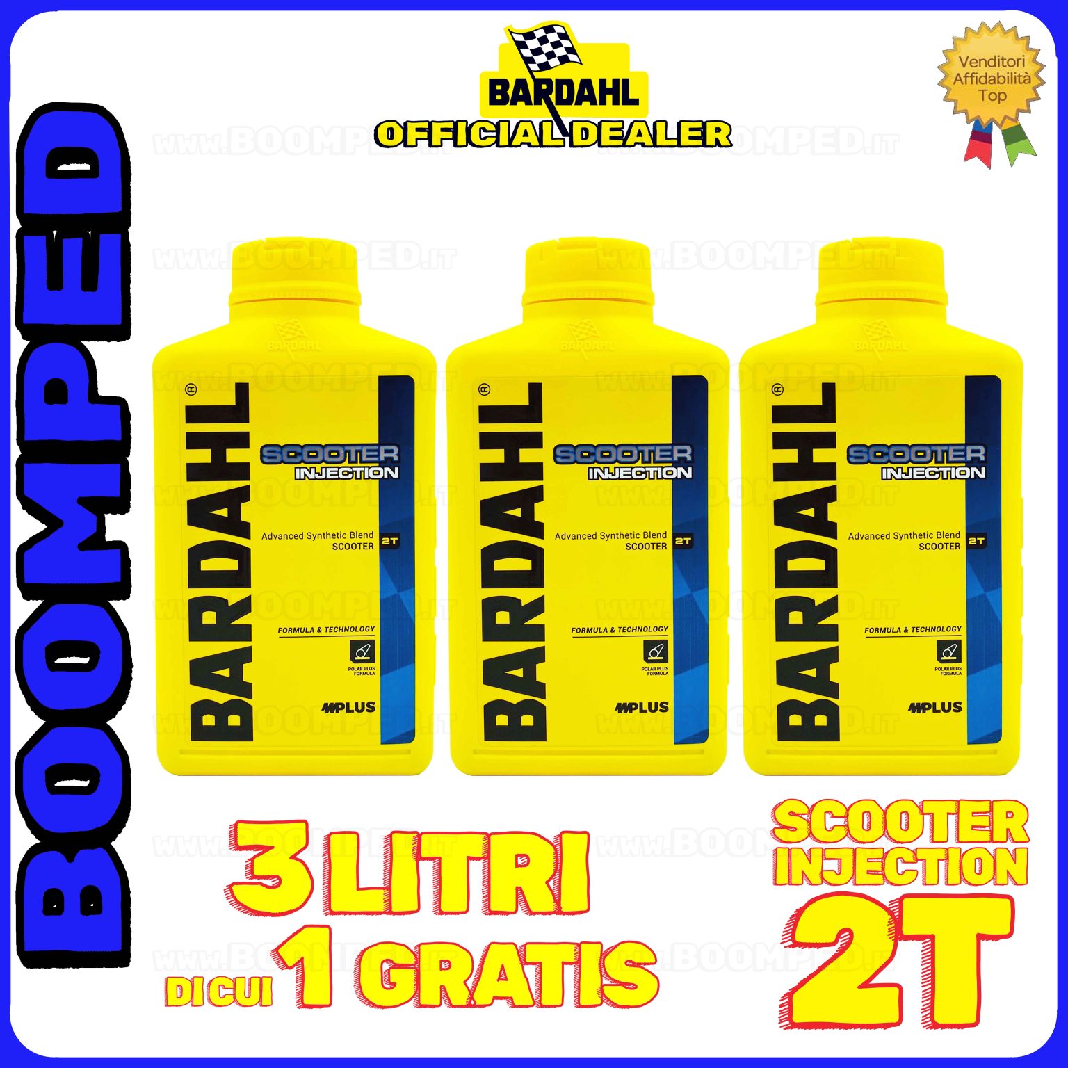3 litri BARDAHL SCOOTER INJECTION 2T OLIO MOTORE per miscela moto scooter 2T 100% sintetico 03BD02