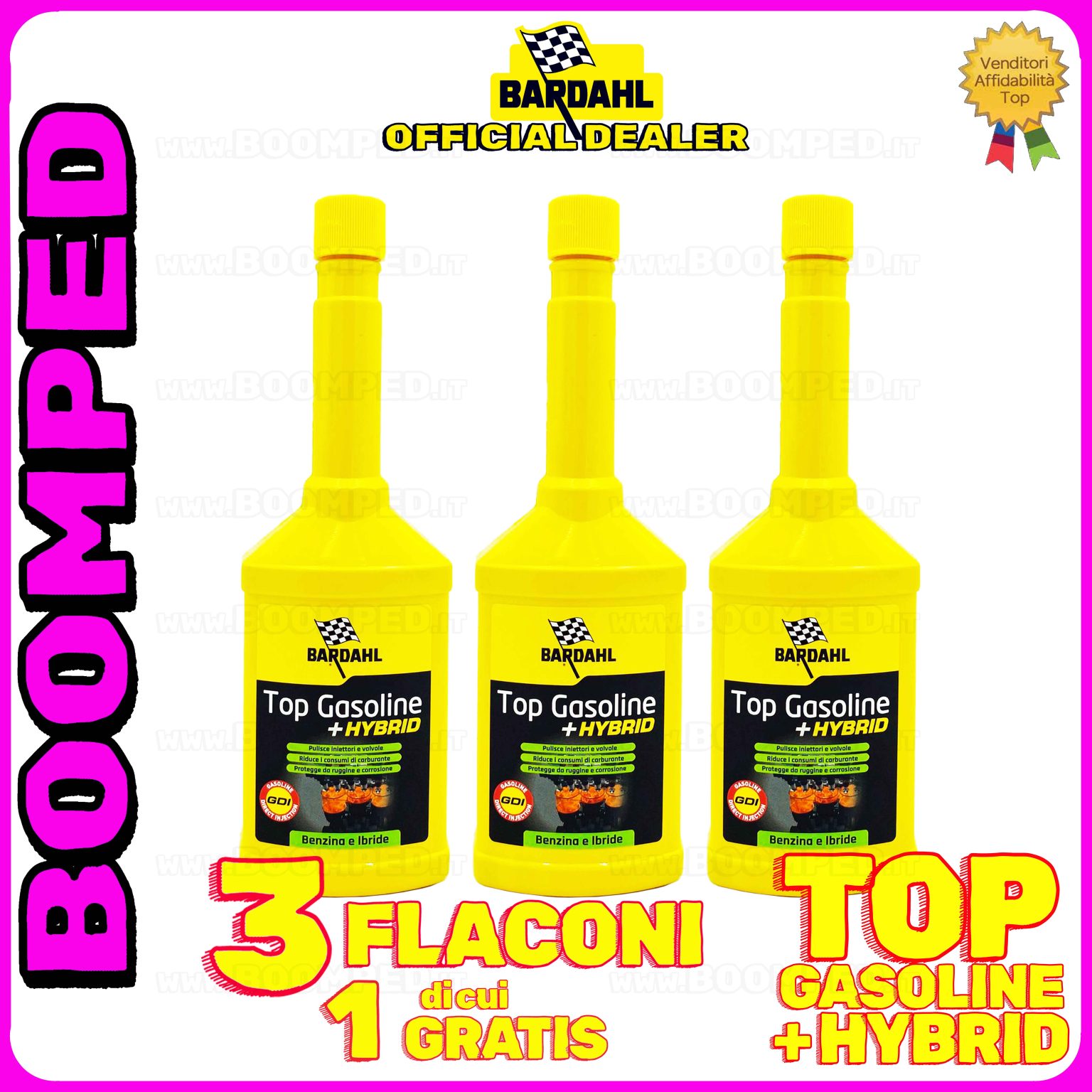 3 flaconi 250ml BARDAHL TOP GASOLINE HYBRID additivo pulizia motore auto benzina ibride 03BD47