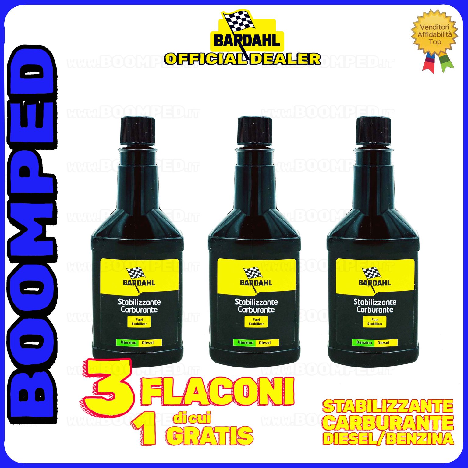 3 flaconi 150ml BARDAHL STABILIZZANTE CARBURANTE additivo anti depositi carburante auto moto benzina diesel 03BD51