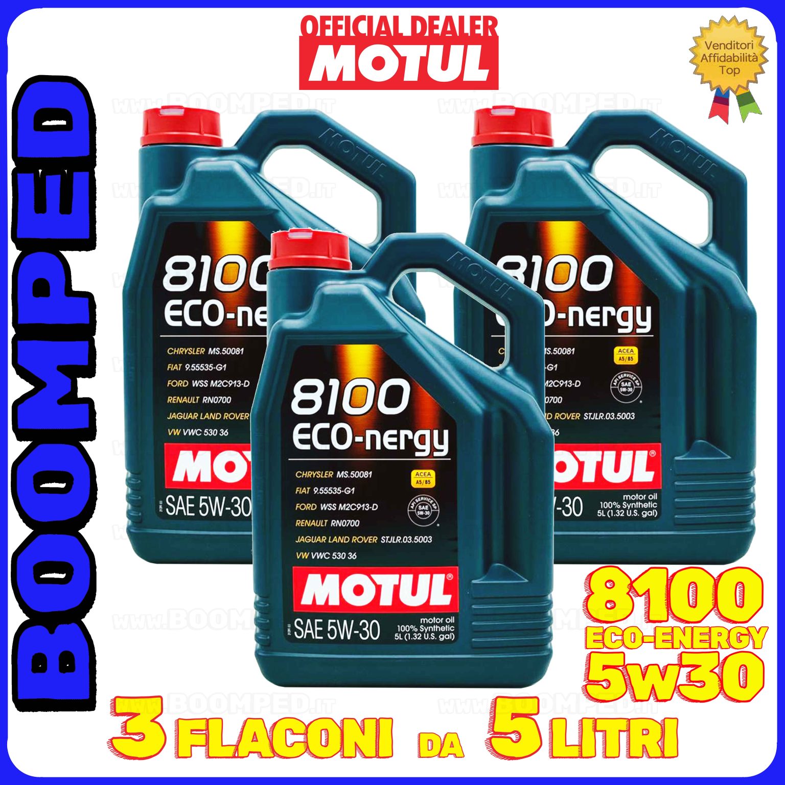 15 litri (3 TANICHE) MOTUL 8100 ECO-NERGY 5W-30 olio motore auto A5/B5 SP 03MO70