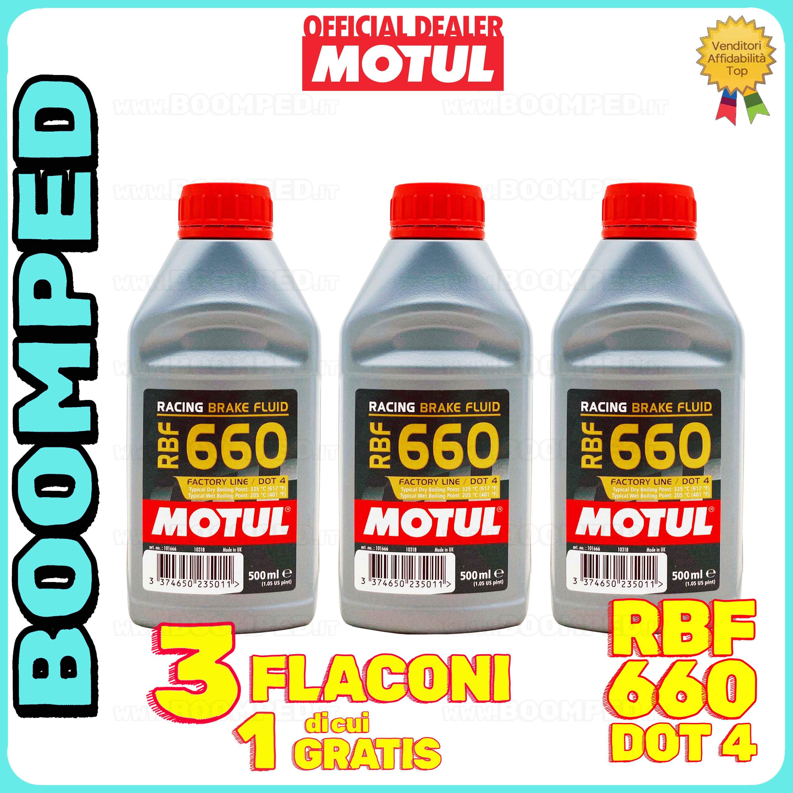 3 flaconi 500ml MOTUL RBF 660 FACTORY LINE olio freni frizione competizione DOT 4 auto moto 03MO78