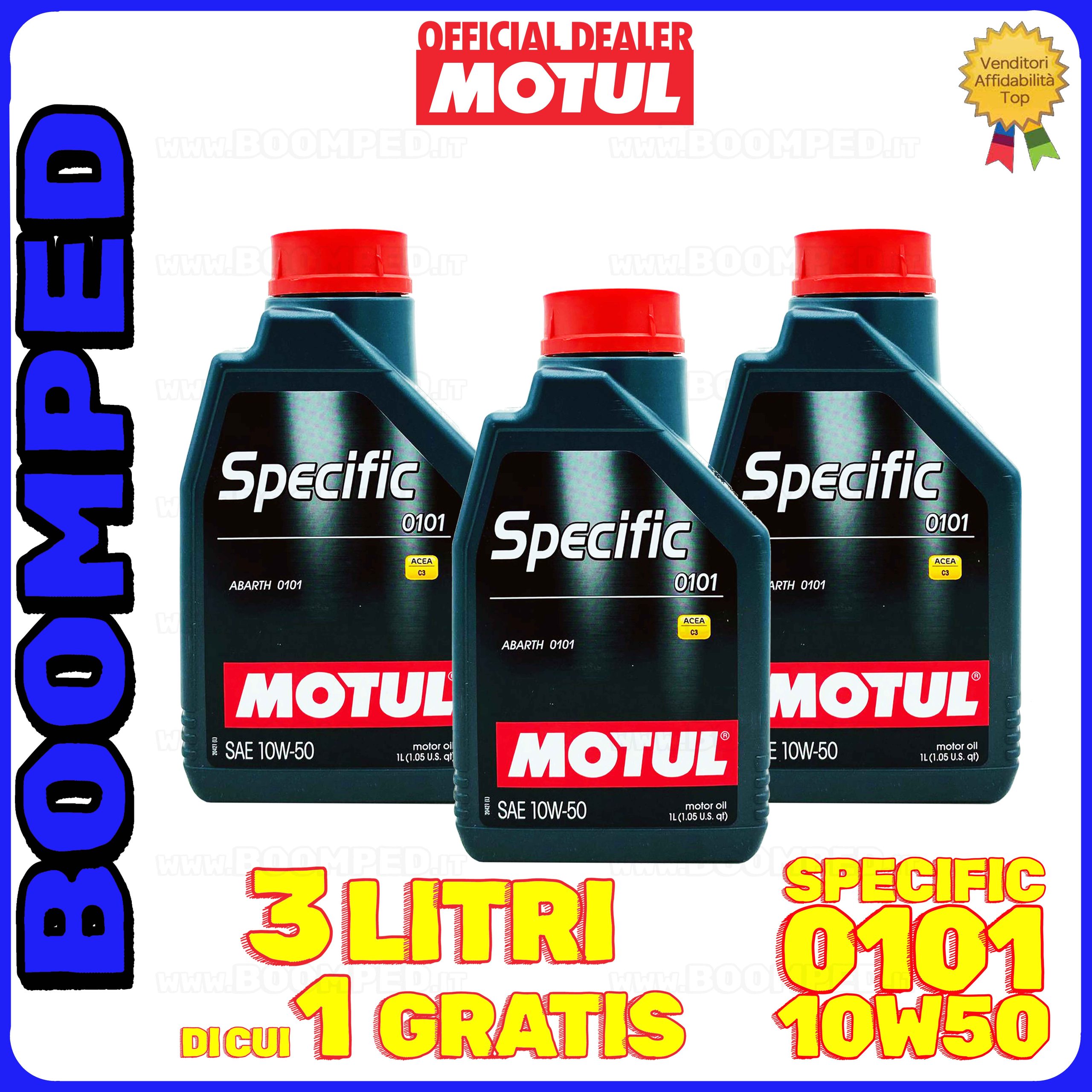 3 litri MOTUL SPECIFIC 0101 10W-50 olio motore auto ABARTH C3 SN (flacone 1 LT) 03MO79